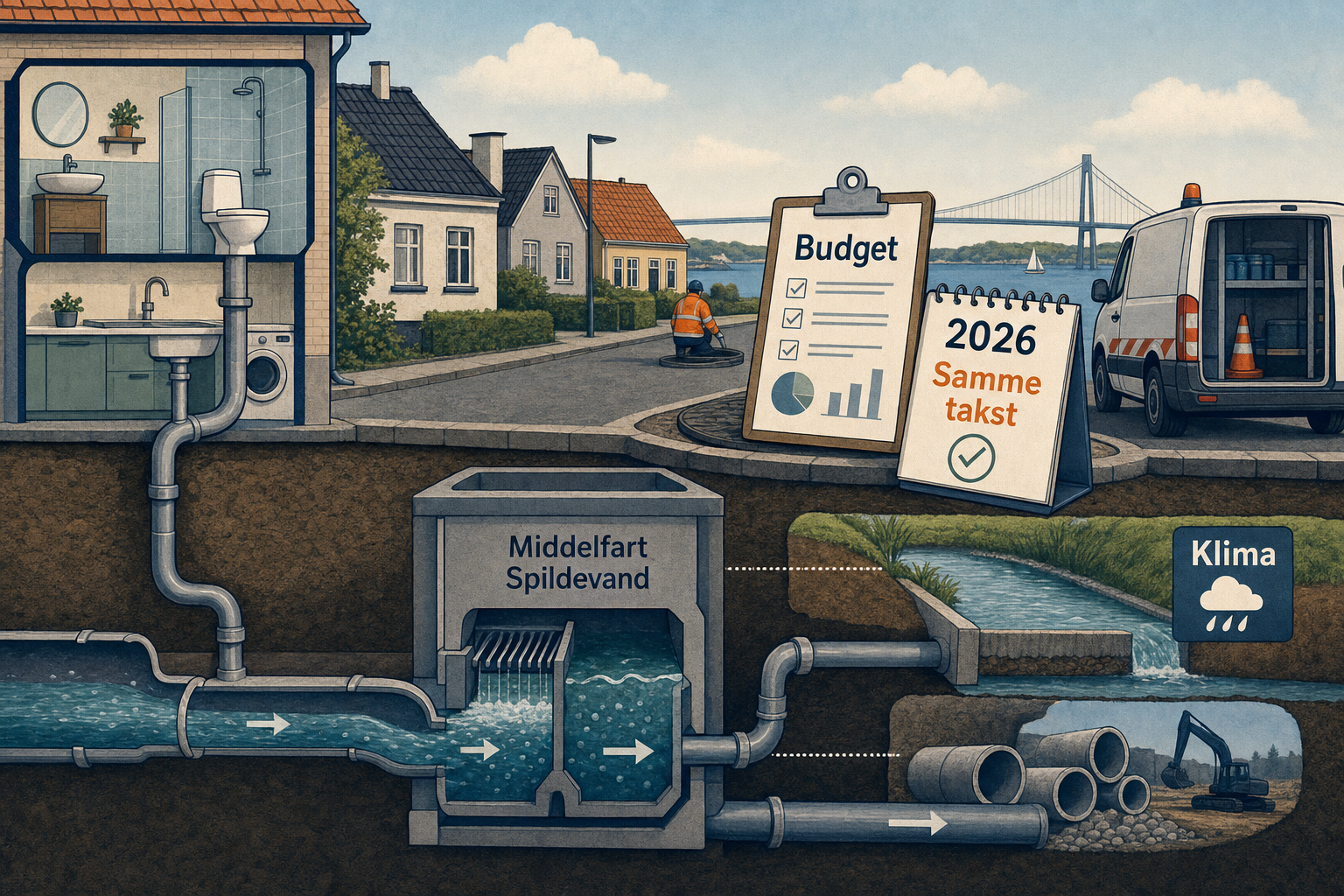 Illustration til: Spildevandet koster det samme i 2026: Her er taksterne