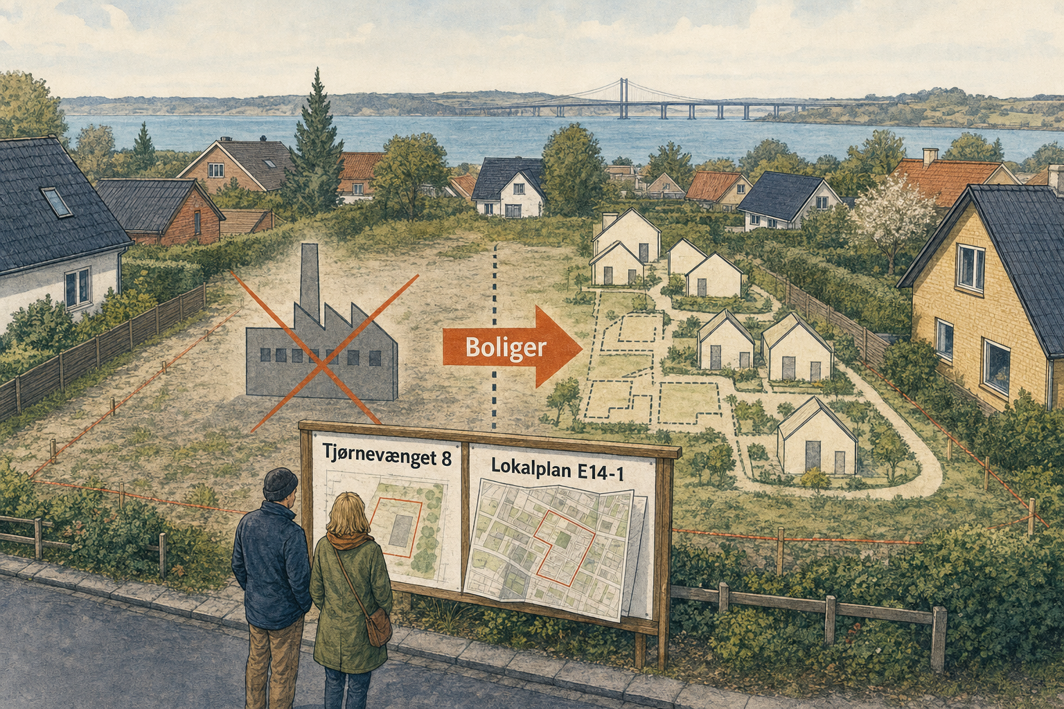 Illustration til: Slut med industriplaner: Tjørnevænget i Ejby får boliger