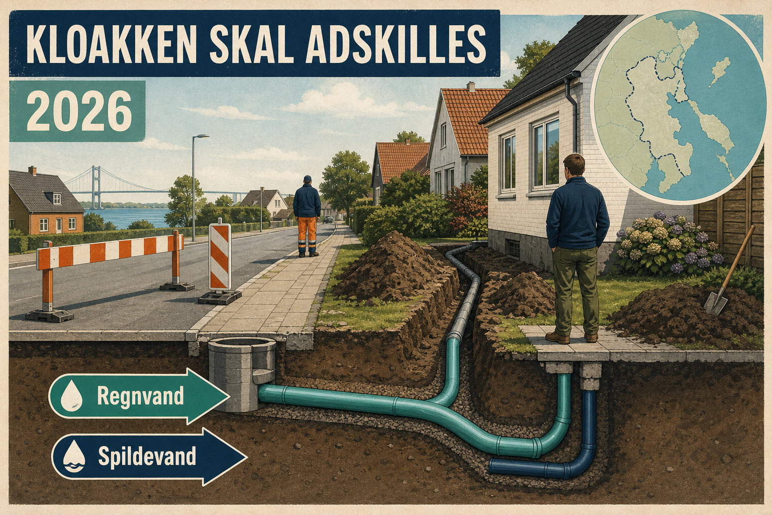 Illustration til: Husejere på disse veje skal grave: Kloakken skal adskilles