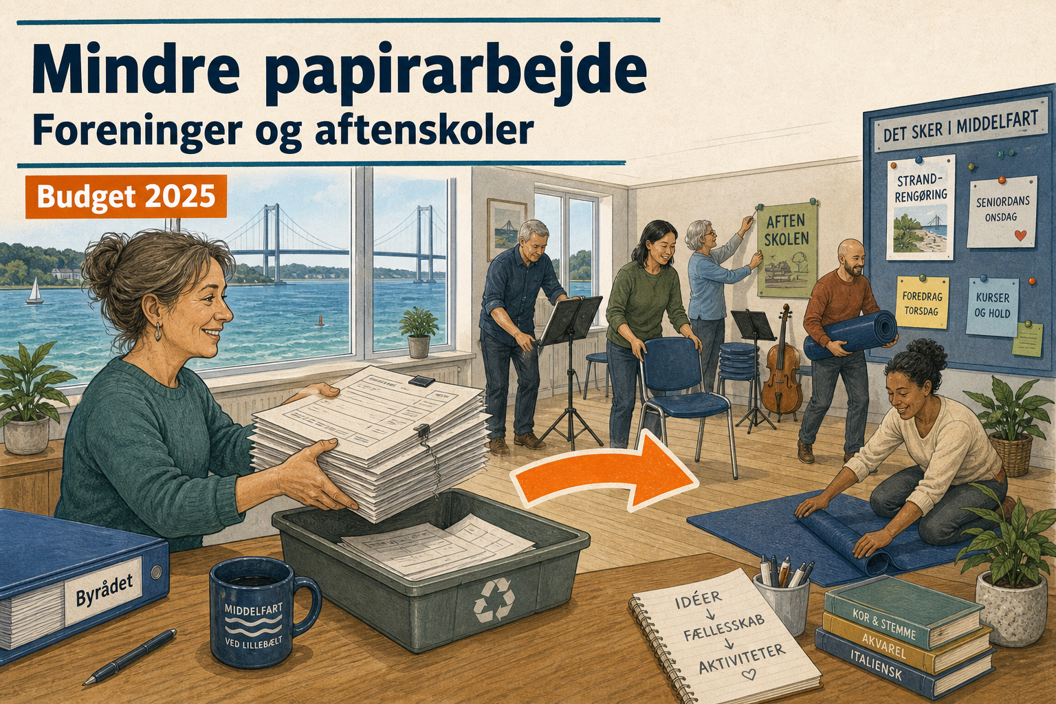 Illustration til: Mindre papirarbejde på vej til foreninger og aftenskoler