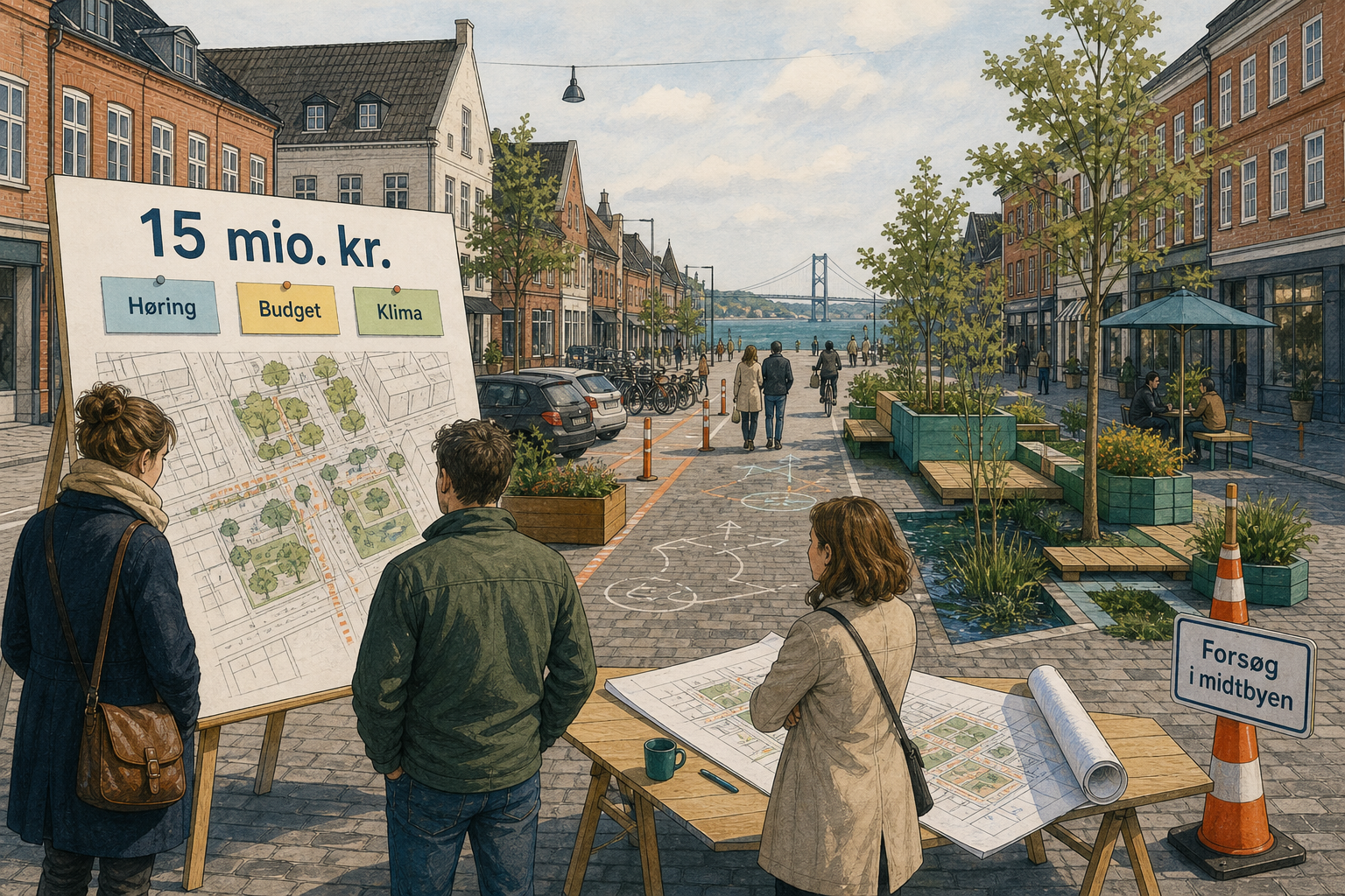 Illustration til: 15 millioner til forsøg: Nu skal midtbyen eksperimentere
