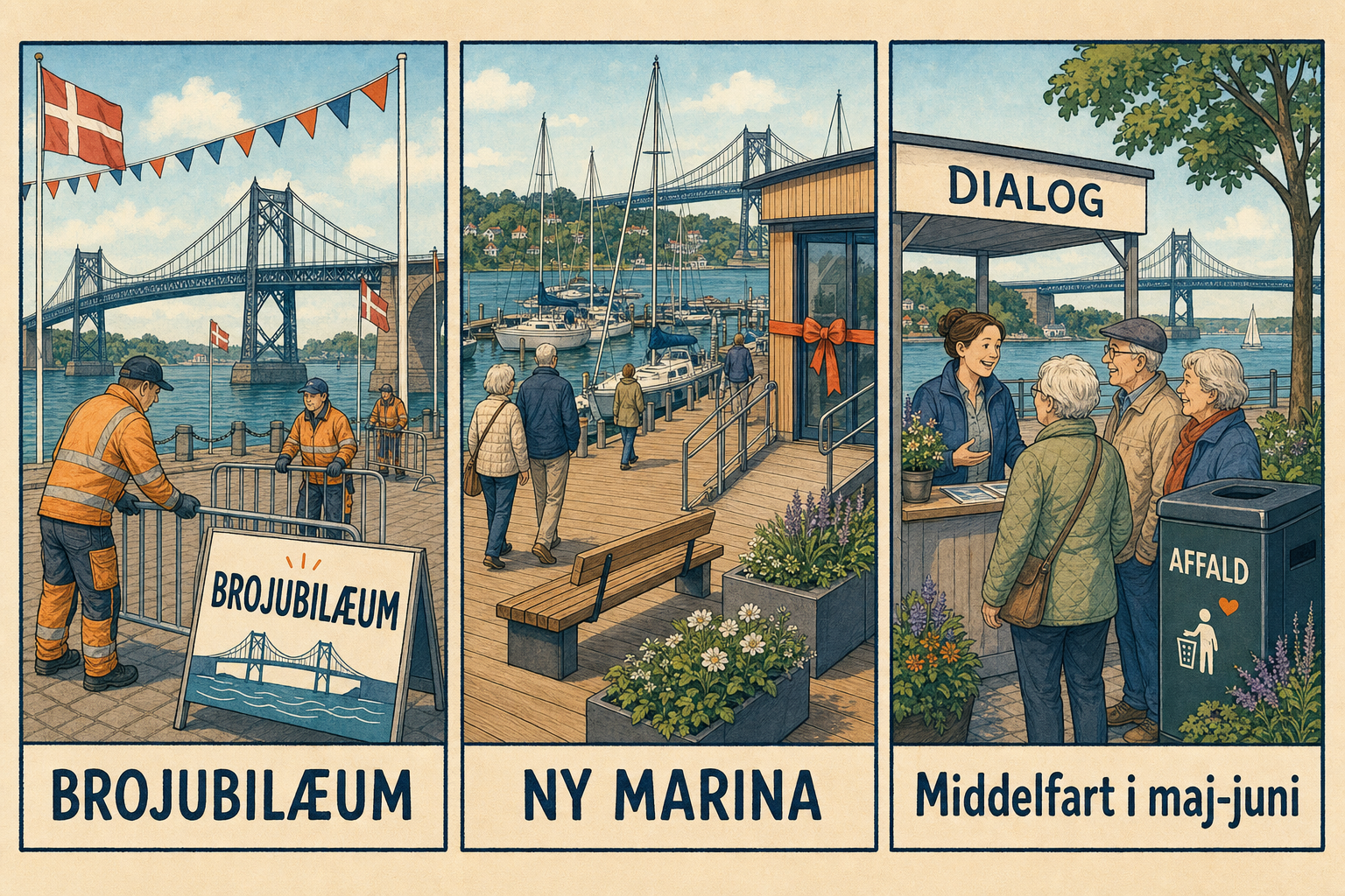 Illustration til: Festdage i vente: Brojubilæum og indvielse af ny marina
