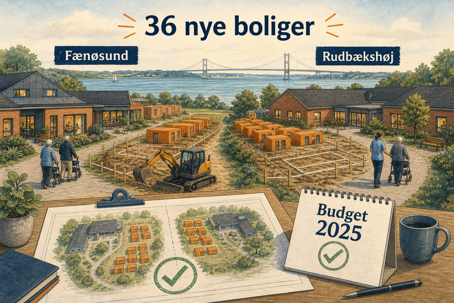 Illustration til: Grønt lys til udvidelse: 36 nye plejehjemsboliger på vej i Middelfart og Strib
