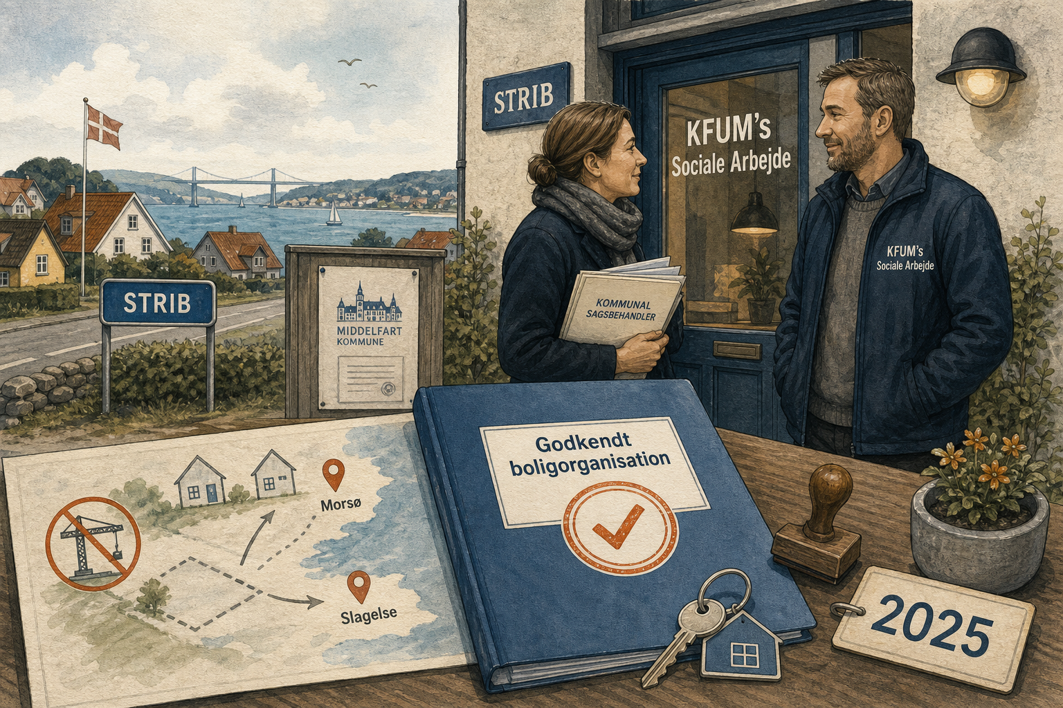 Illustration til: KFUM's Sociale Arbejde bliver officiel boligorganisation med base i Strib