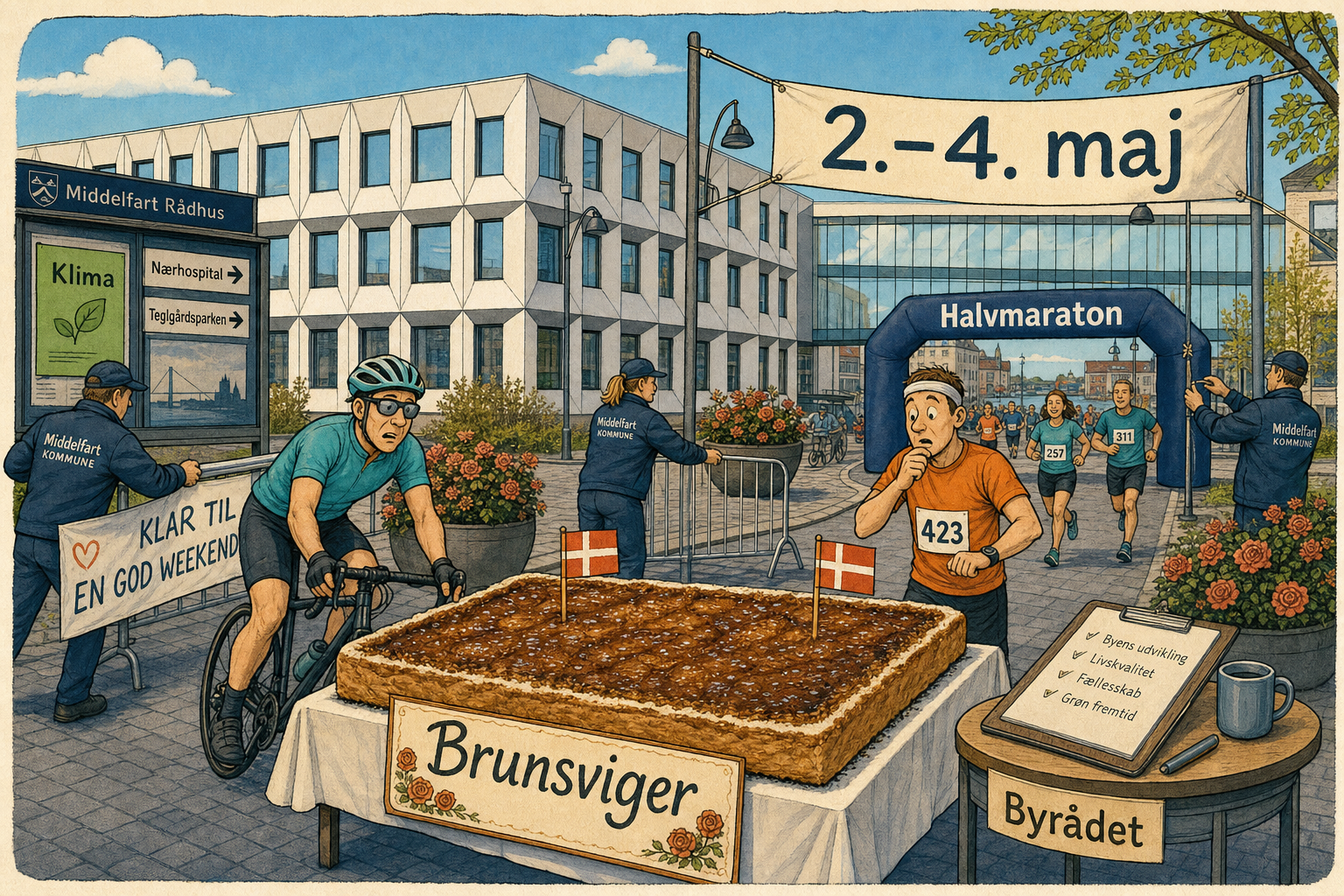 Illustration til: Klar til stor majfest: Brunsviger, cykelløb og halvmaraton indtager byen