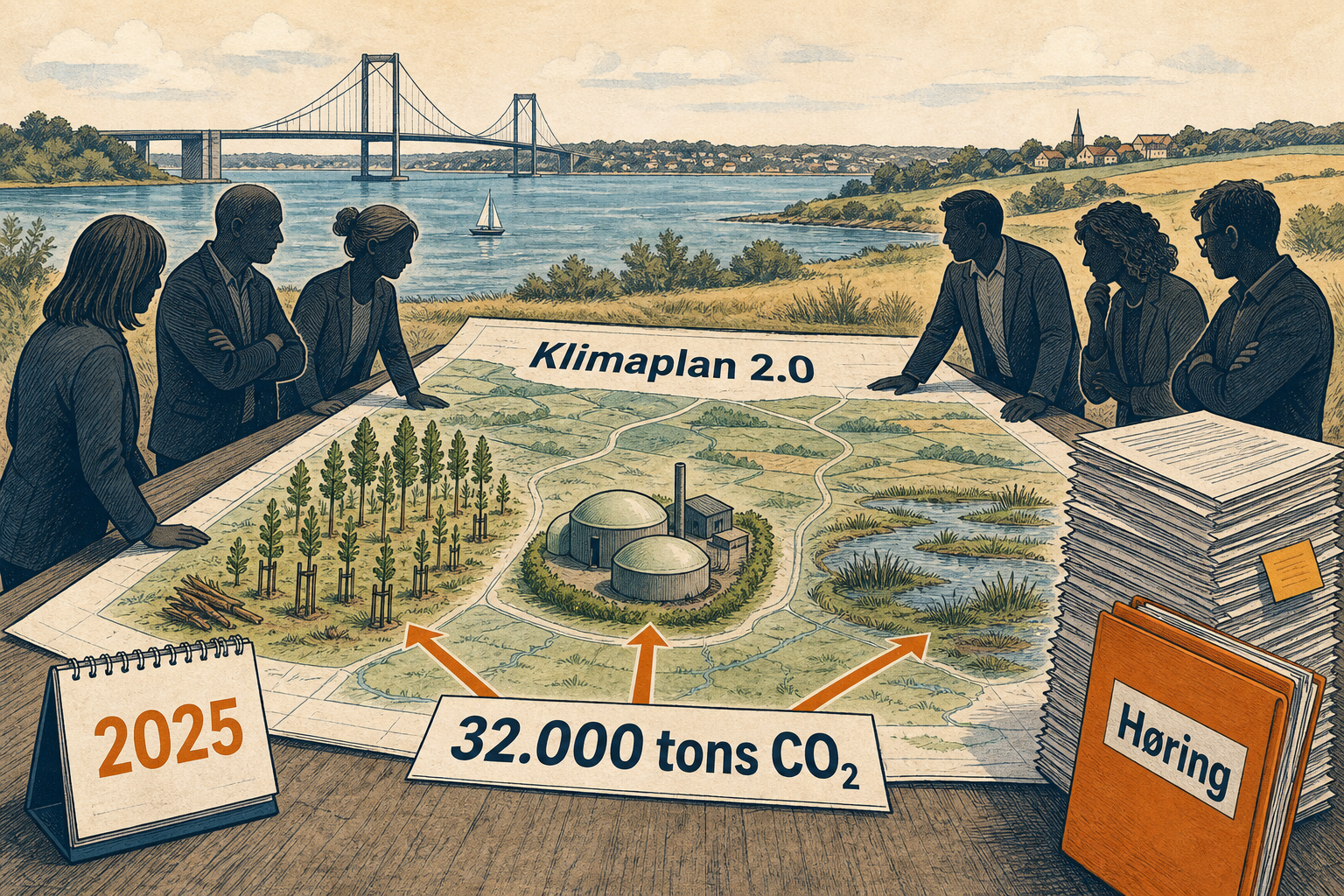 Illustration til: Klimaplan 2.0 i høring: Skov, biogas og lavbundsjord skal fjerne 32.000 tons CO2
