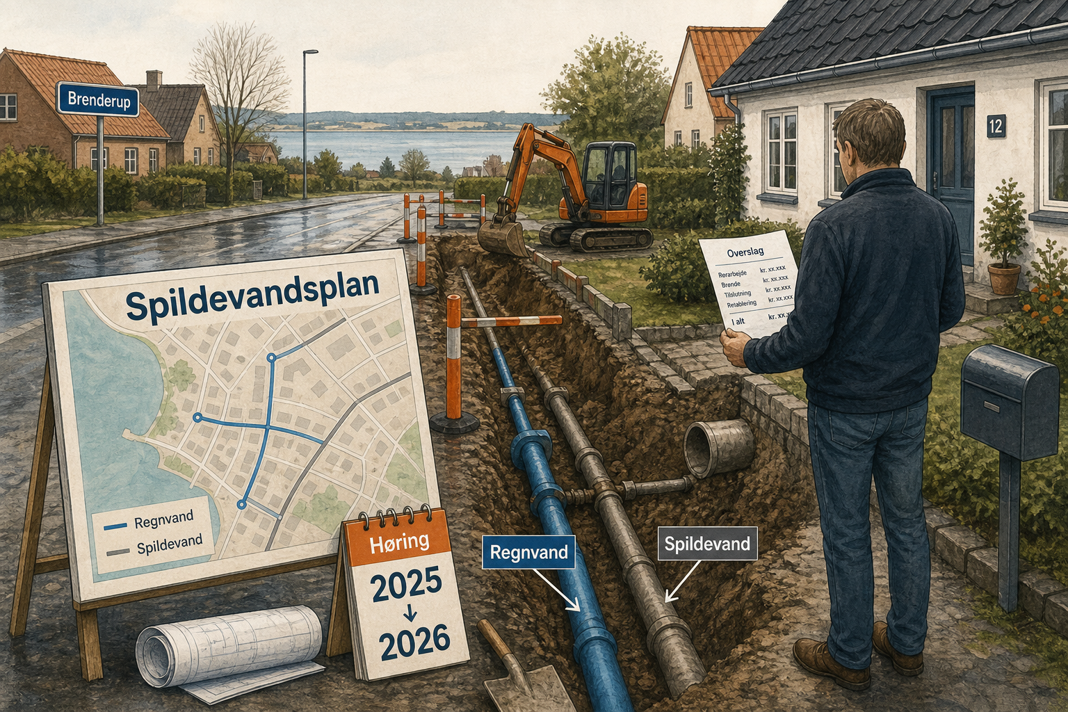 Illustration til: Ny plan klar: Her skal husejere grave kloakken op for egen regning