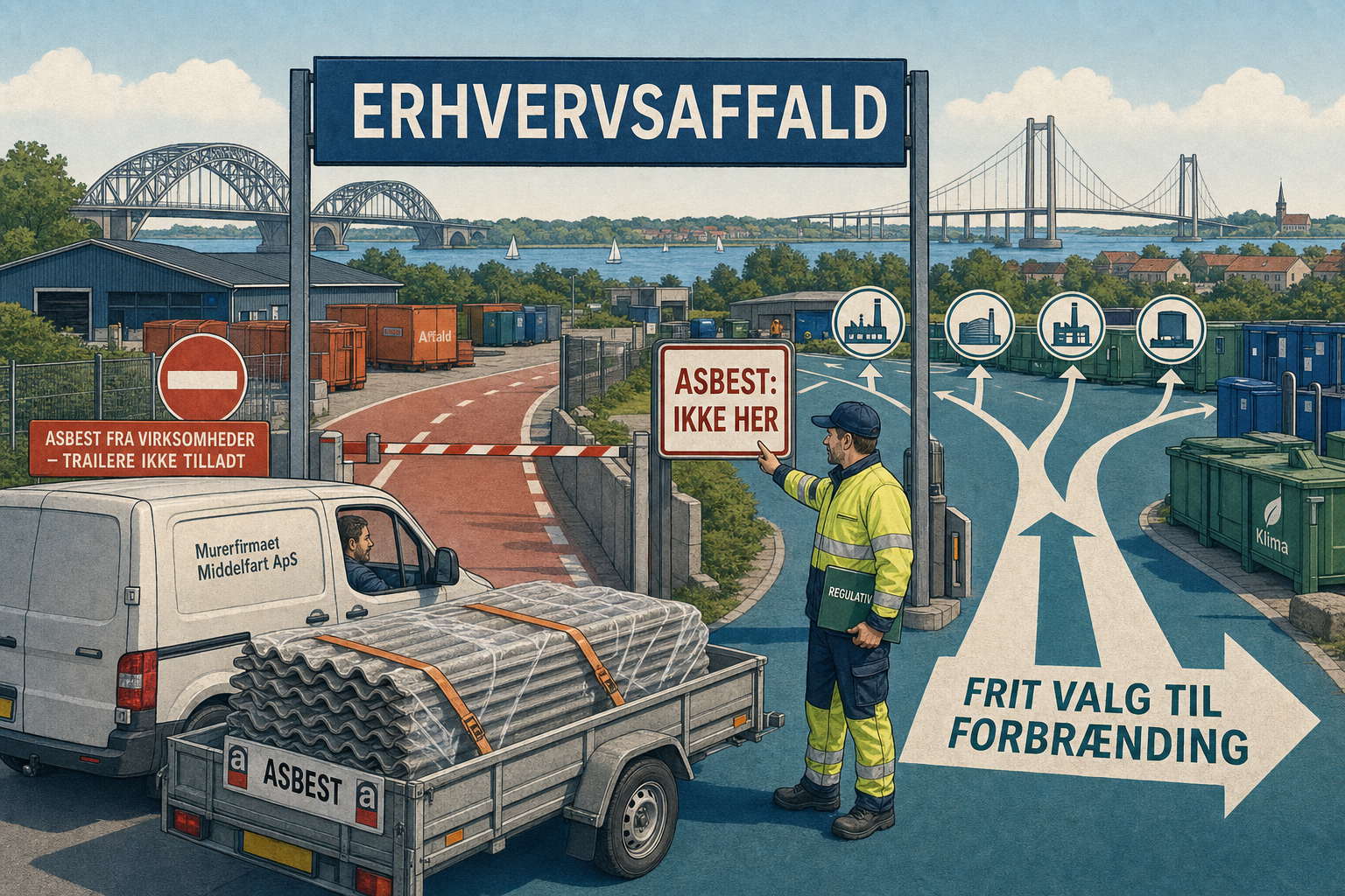 Illustration til: Nye regler: Slut med at køre asbest på genbrugspladsen for firmaer