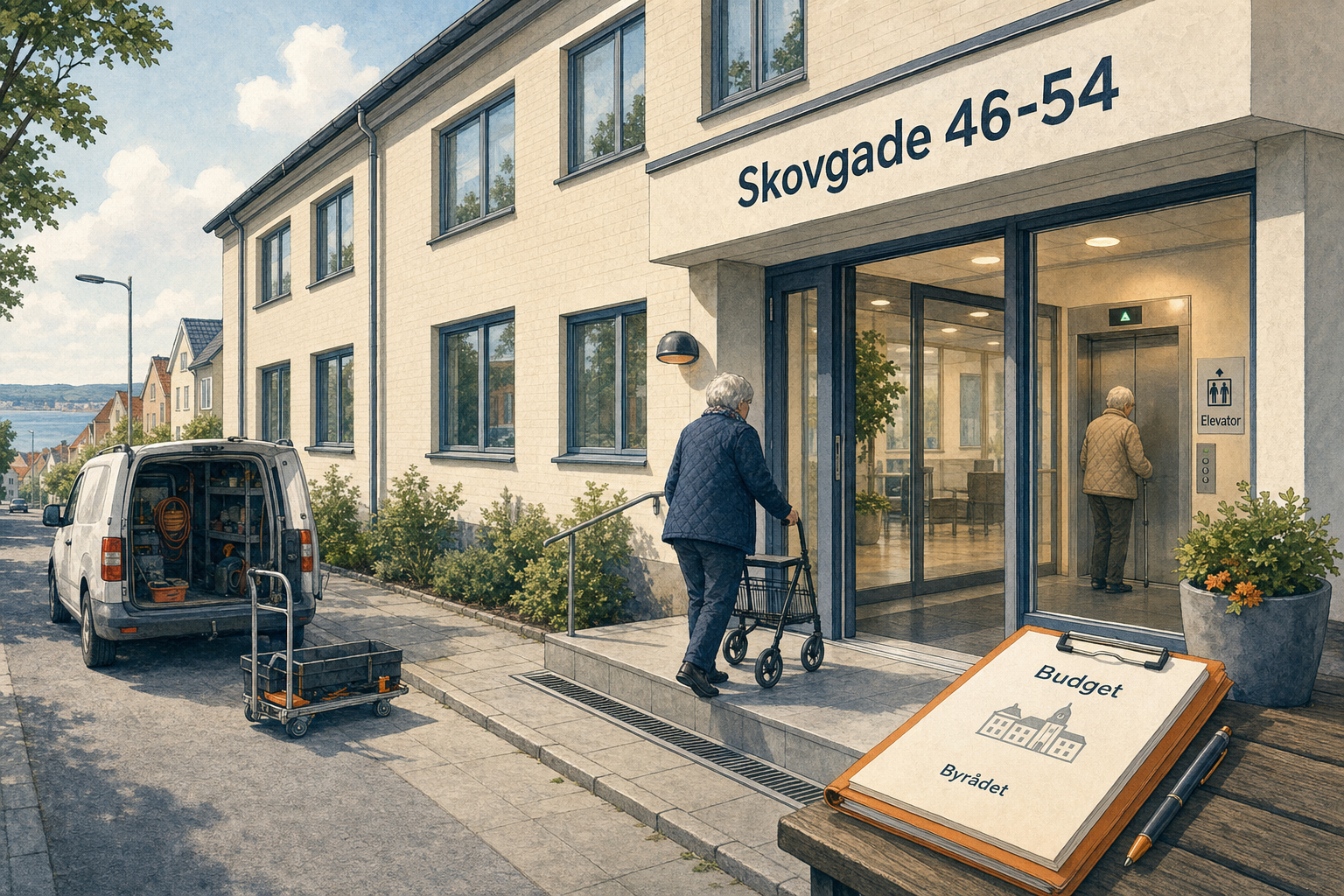 Illustration til: Slut med fugt og elevatorstop: Ældreboliger i Skovgade er sat i stand