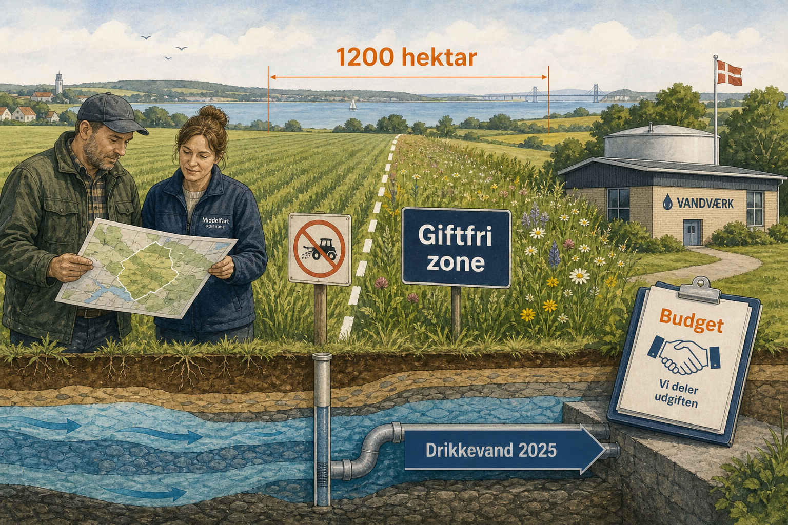 Illustration til: 1200 hektar skal være giftfri: Her er planen for dit drikkevand