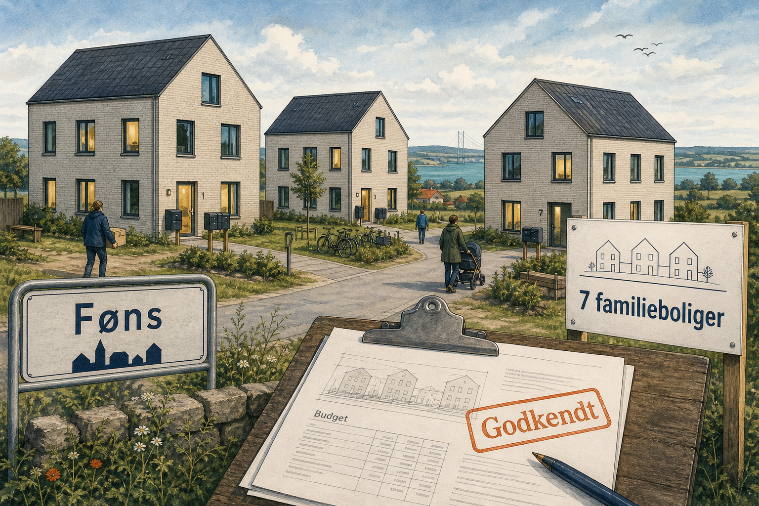 Illustration til: Byggeri afsluttet: 7 nye familieboliger i Føns officielt godkendt