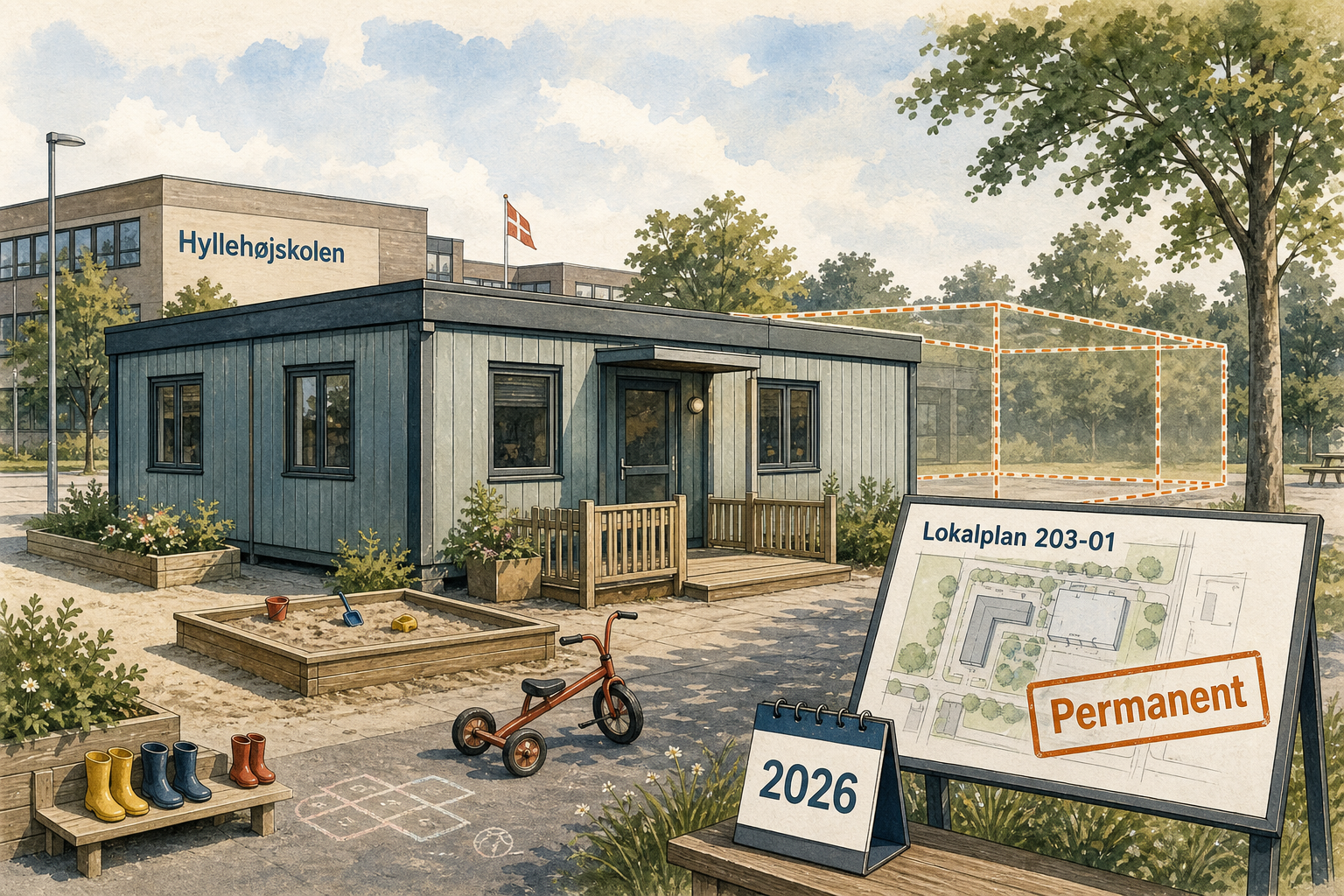 Illustration til: Daginstitution ved Hyllehøjskolen bliver nu permanent