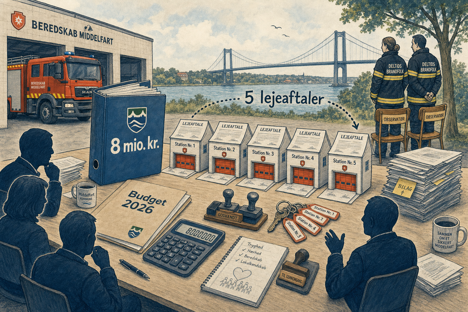 Illustration til: 8 millioner til fælles brandvæsen: Deltidsbrandfolk får plads ved bordet