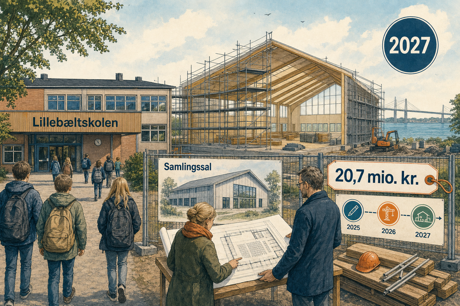 Illustration til: Lillebæltskolen får ny samlingssal til 20 millioner