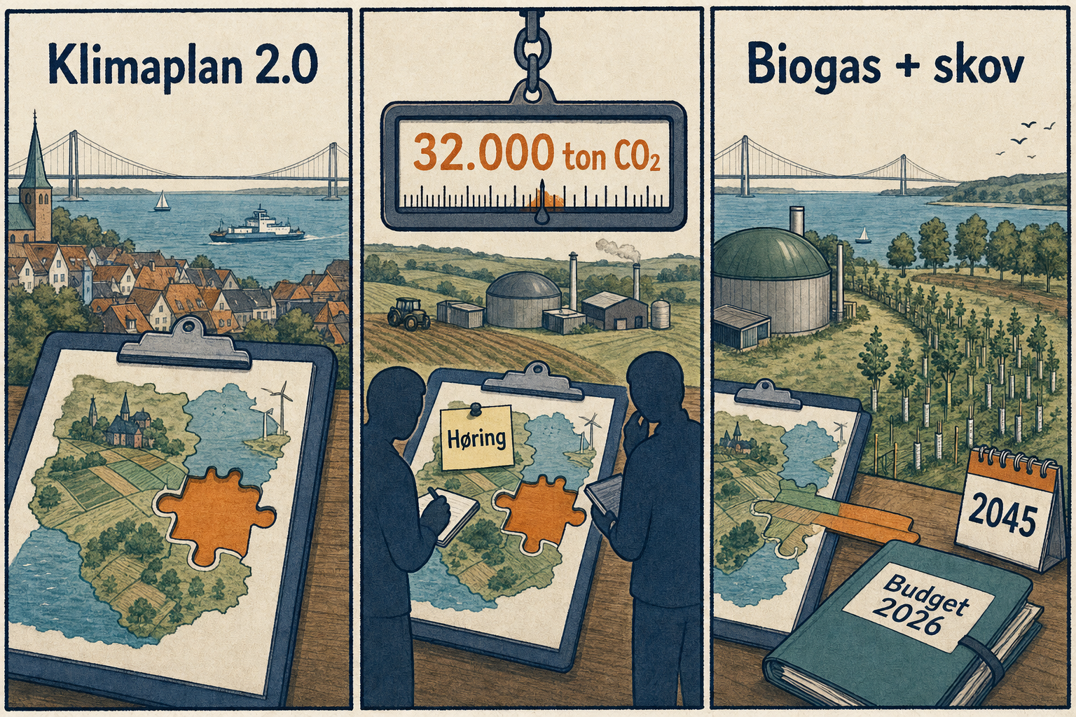Illustration til: Middelfart mangler 32.000 ton CO2: Biogas og skov skal lukke hullet