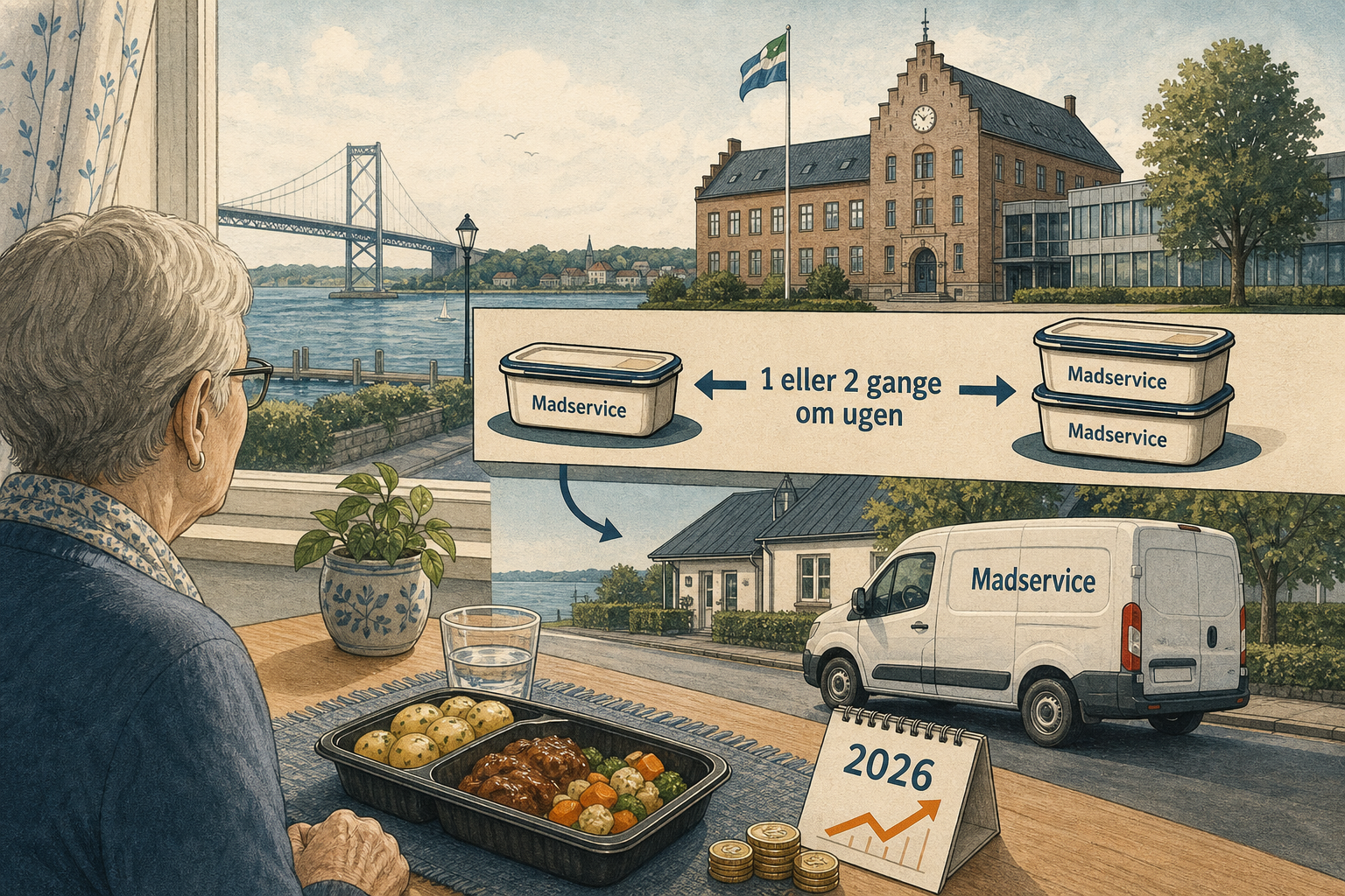 Illustration til: Madservice bliver dyrere i 2026: Nye fritvalgspriser er godkendt