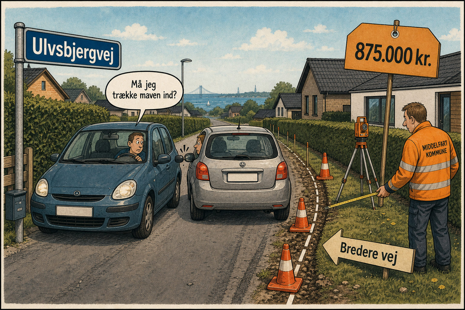 Illustration til: 875.000 kr. på vej til bredere Ulvsbjergvej – ekspropriation sættes i gang