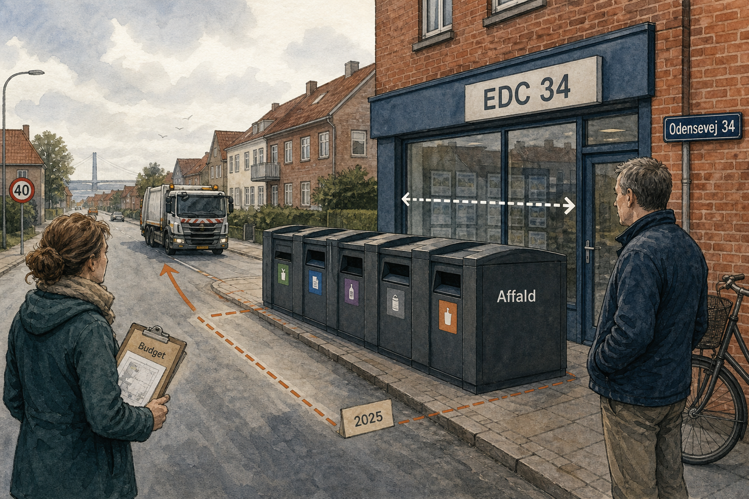 Illustration til: Affaldscontainere ved Odensevej 34 splitter nabo og beboere