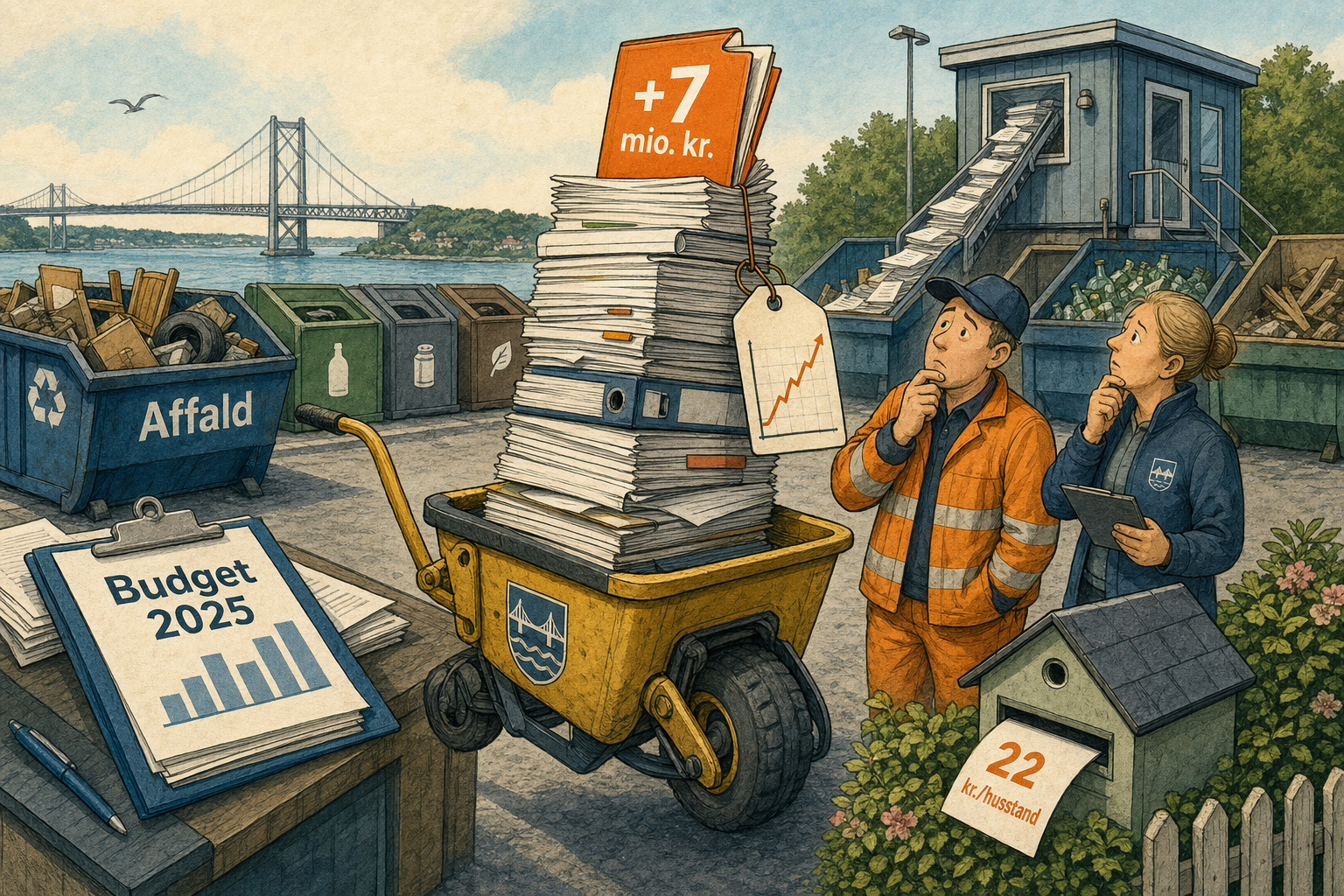 Illustration til: Garantien til Affald & Genbrug udvides efter dyrere genbrugsplads-projekt