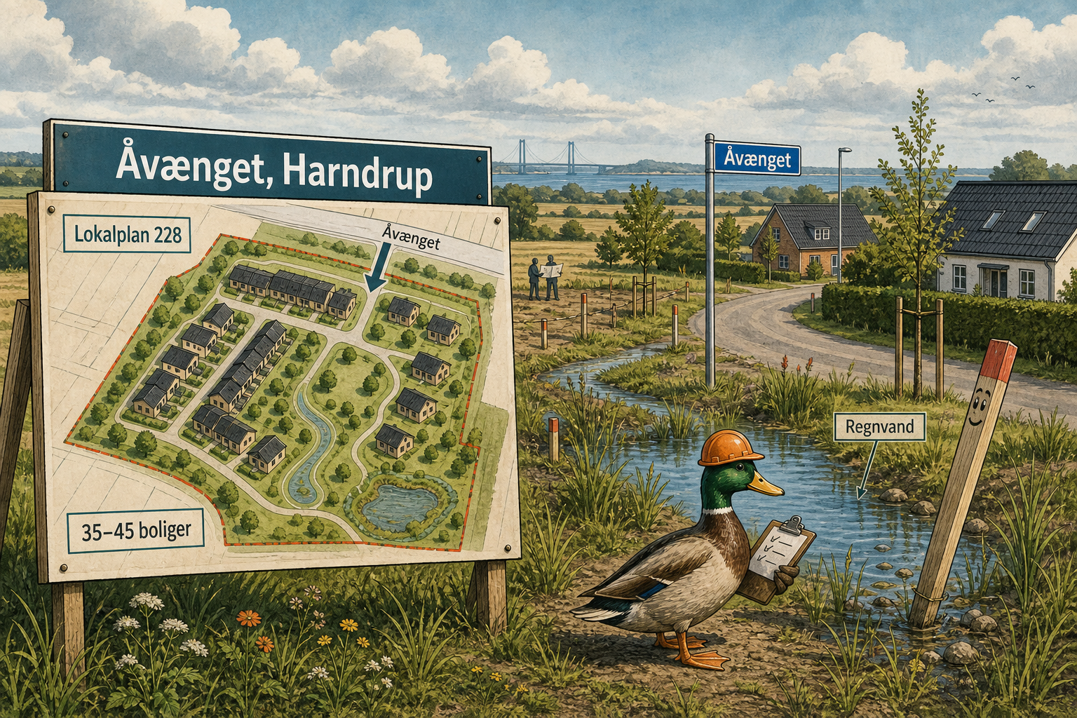 Illustration til: Grønt boligkvarter på vej syd for Åvænget i Harndrup