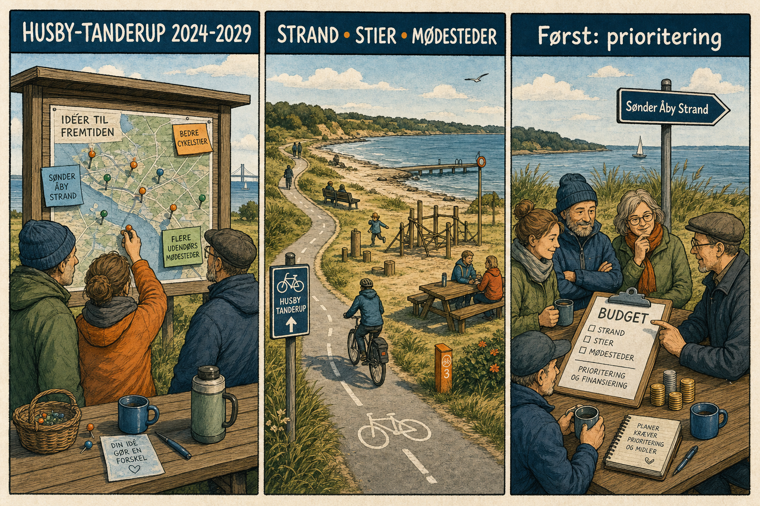 Illustration til: Husby-Tanderup lægger kursen frem mod 2029: Strand, stier og nye mødesteder