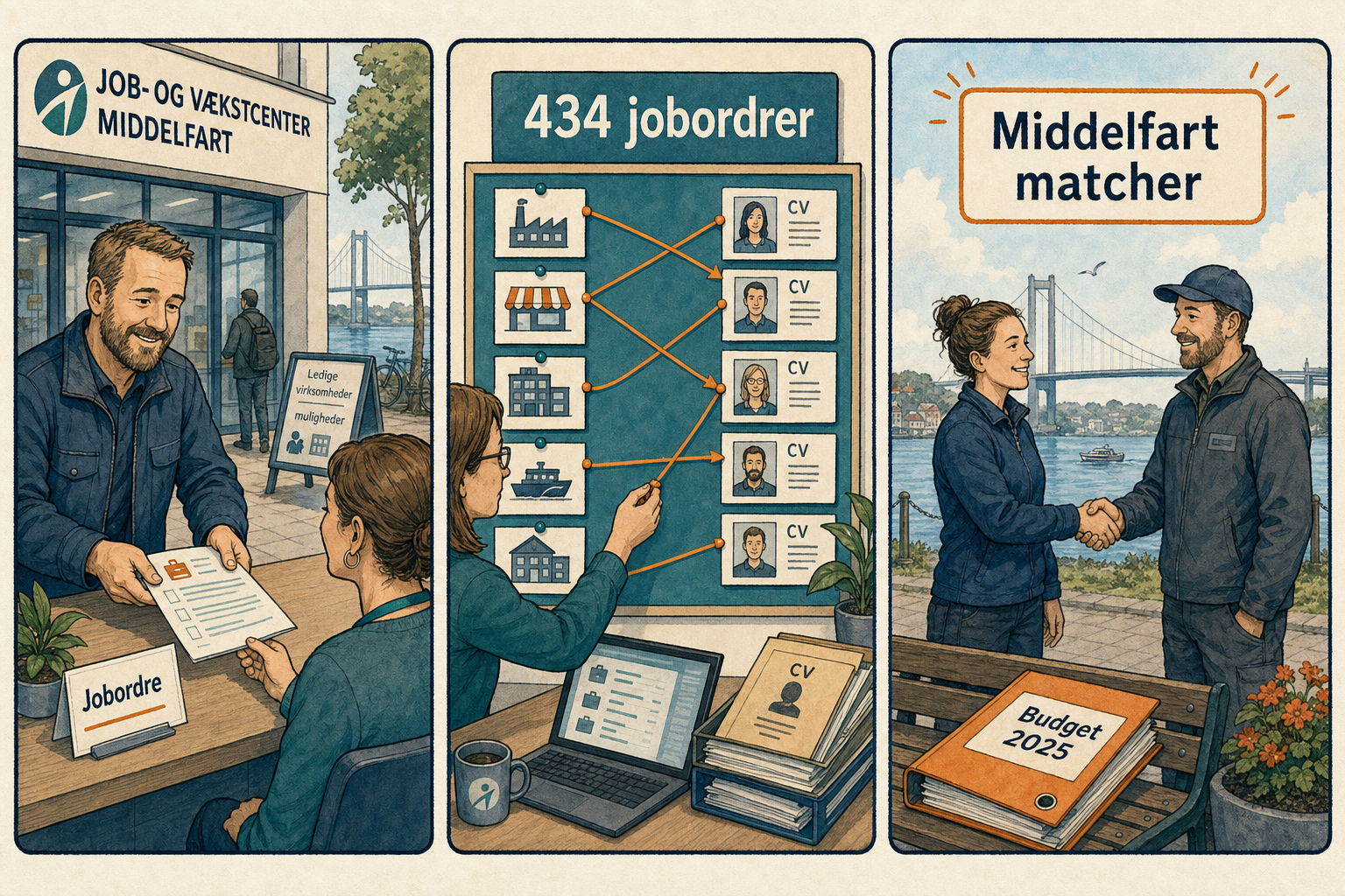 Illustration til: Jobcentrets rekrutteringsservice fylder mere: 434 jobordrer i 2024