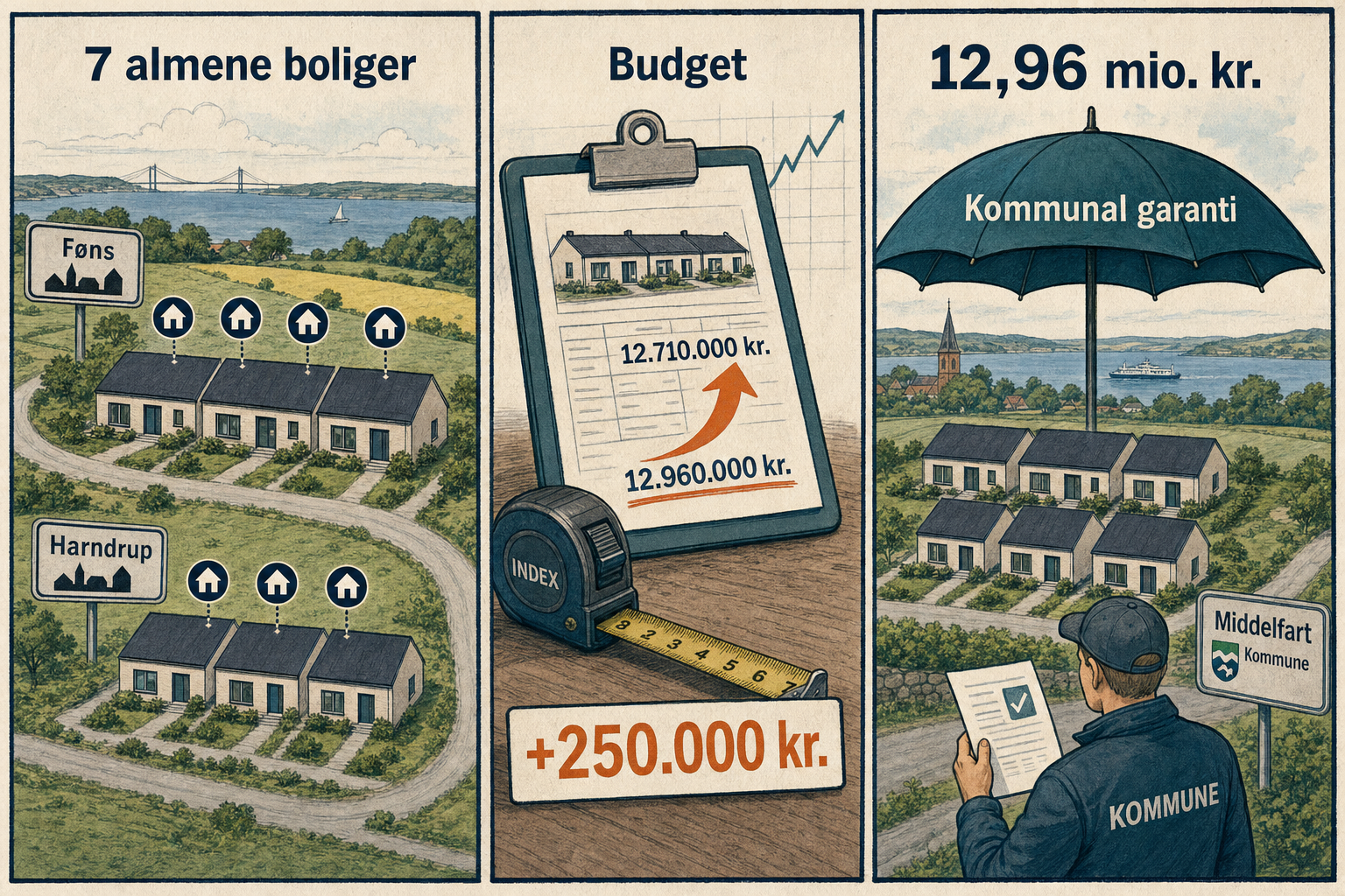 Illustration til: Kommunal garanti hæves til 12,96 mio. kr. for 7 almene boliger