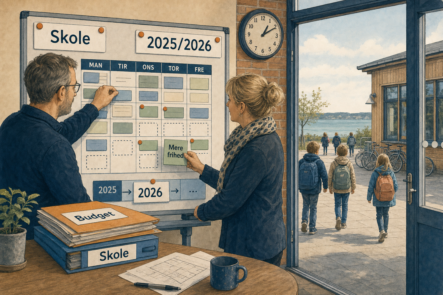 Illustration til: Kortere skoledag og mere frihed: Middelfart gør klar til nye skoleregler