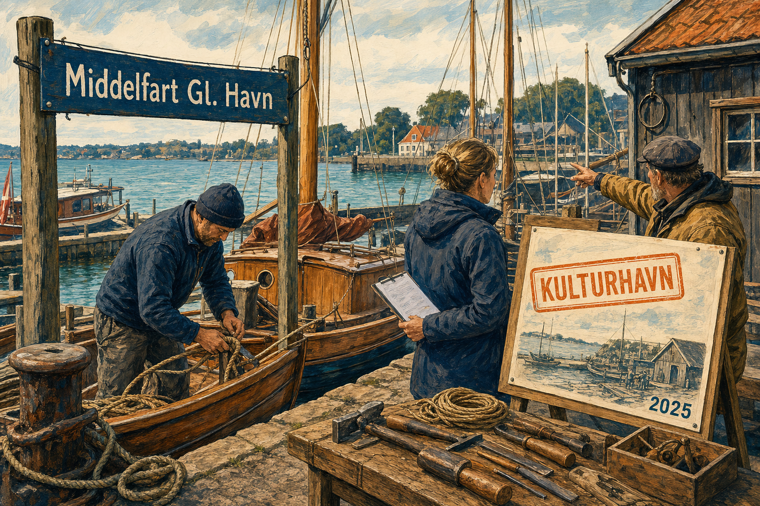 Illustration til: Middelfart Gl. Havn får blåstempling som Danmarks første kulturhavn