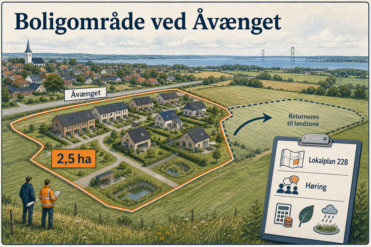 Illustration til: Nyt boligkvarter planlægges syd for Åvænget i Harndrup