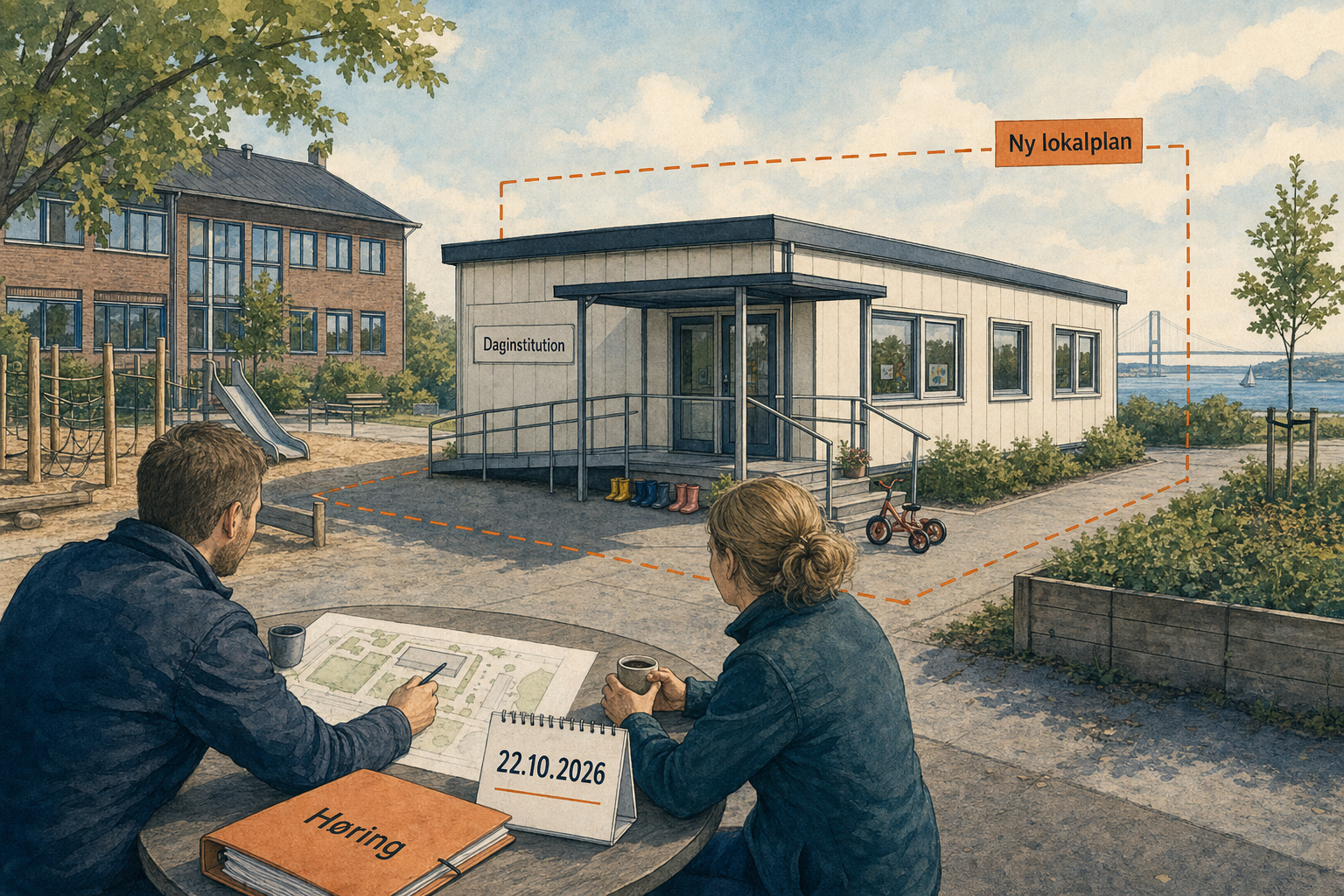 Illustration til: Pavillon ved Hyllehøjskolen skal gøres permanent med ny lokalplan