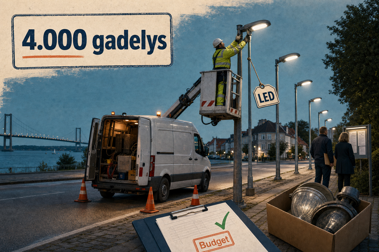 Illustration til: 4.000 gadelys skiftet til LED: regnskab lukker på budgettet