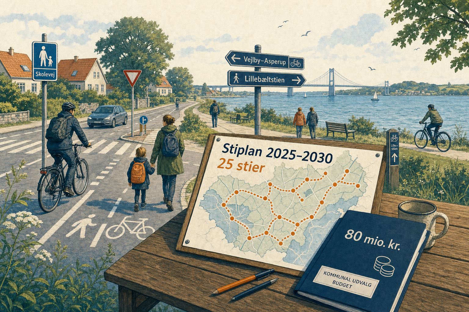 Illustration til: 80 millioner til nye stier: Her er 25 projekter i Middelfart Kommune