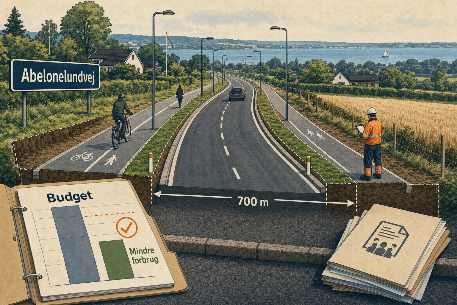 Illustration til: Abelonelundvej-projekt lukket: mindre forbrug end budgetteret