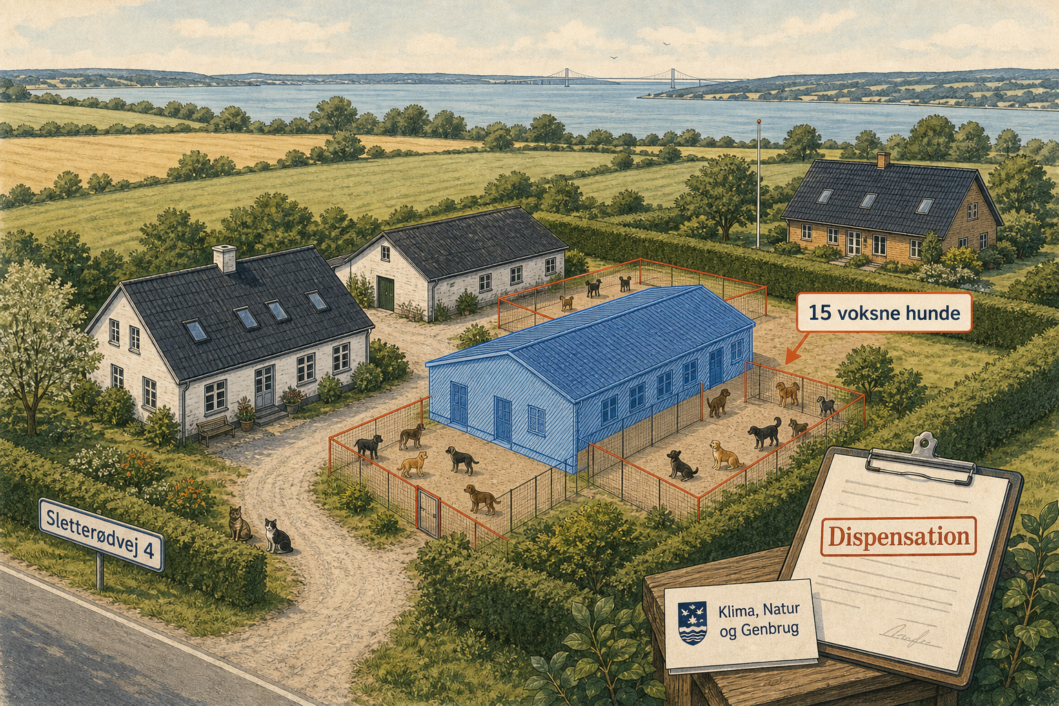 Illustration til: Dispensation åbner for hundekennel tæt på nabo ved Harndrup