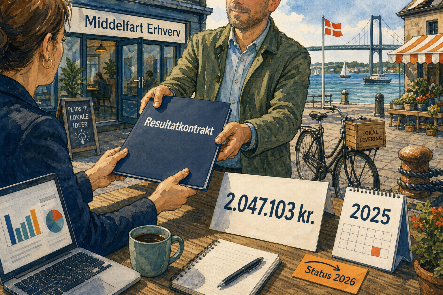 Illustration til: Erhvervsindsatsen får ny toårig kontrakt: 2.047.103 kr. til Middelfart Erhverv