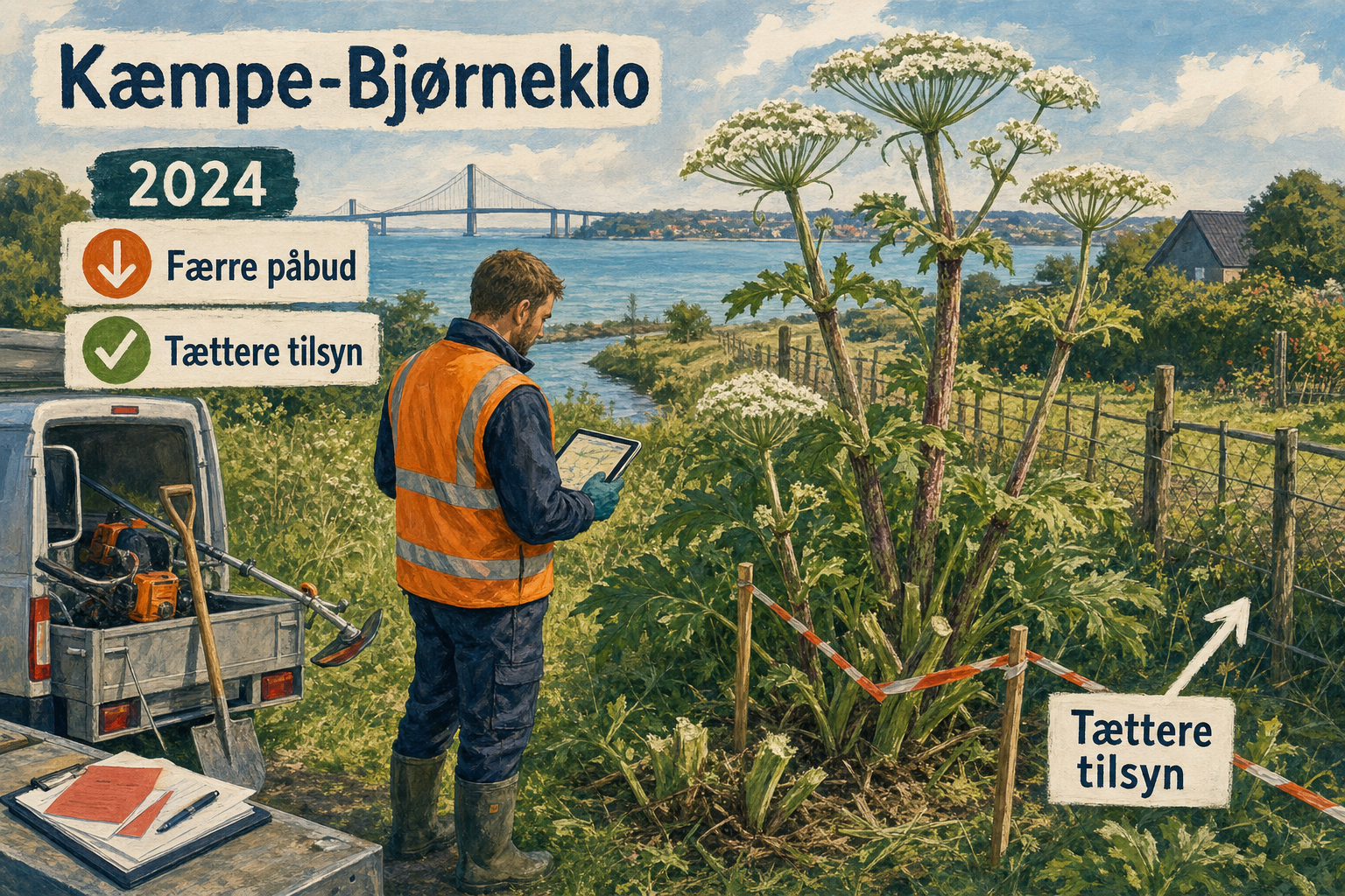 Illustration til: Færre påbud mod bjørneklo – men kontrollen er rykket tættere på