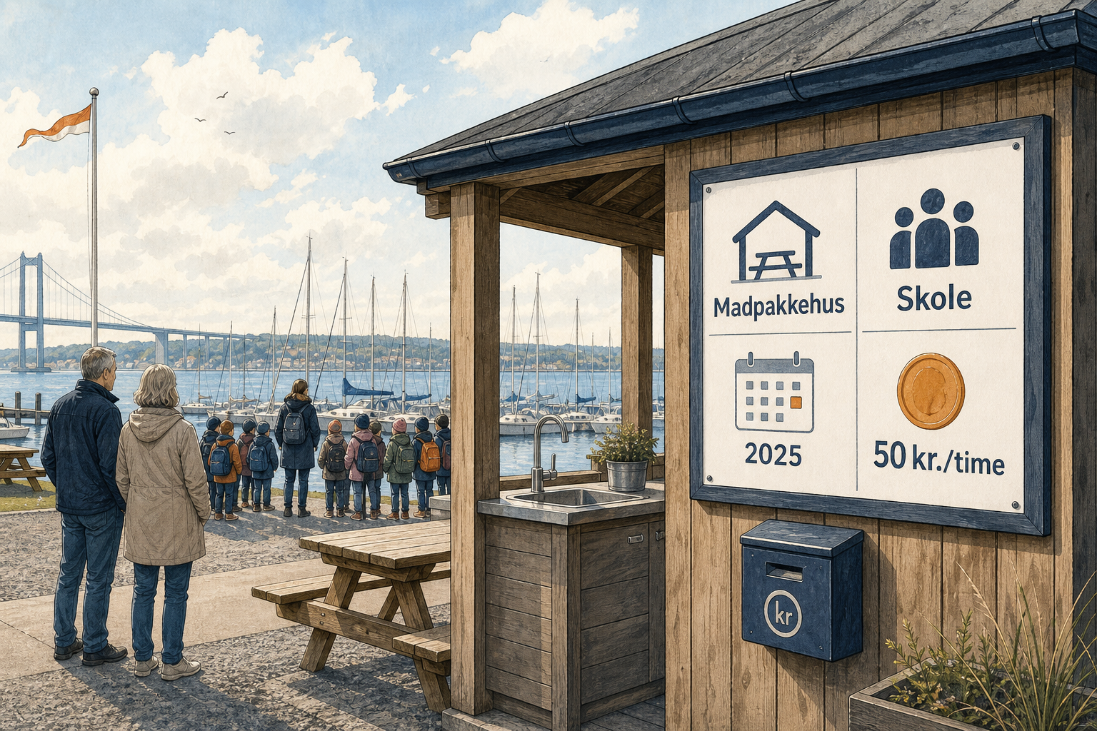 Illustration til: Madpakkehus på marinaen får nye spilleregler – og kan koste 50 kr. i timen