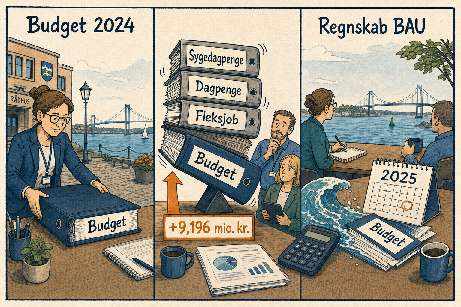 Illustration til: Merforbrug på beskæftigelse: Sygedagpenge og fleksjob trak regnskabet op