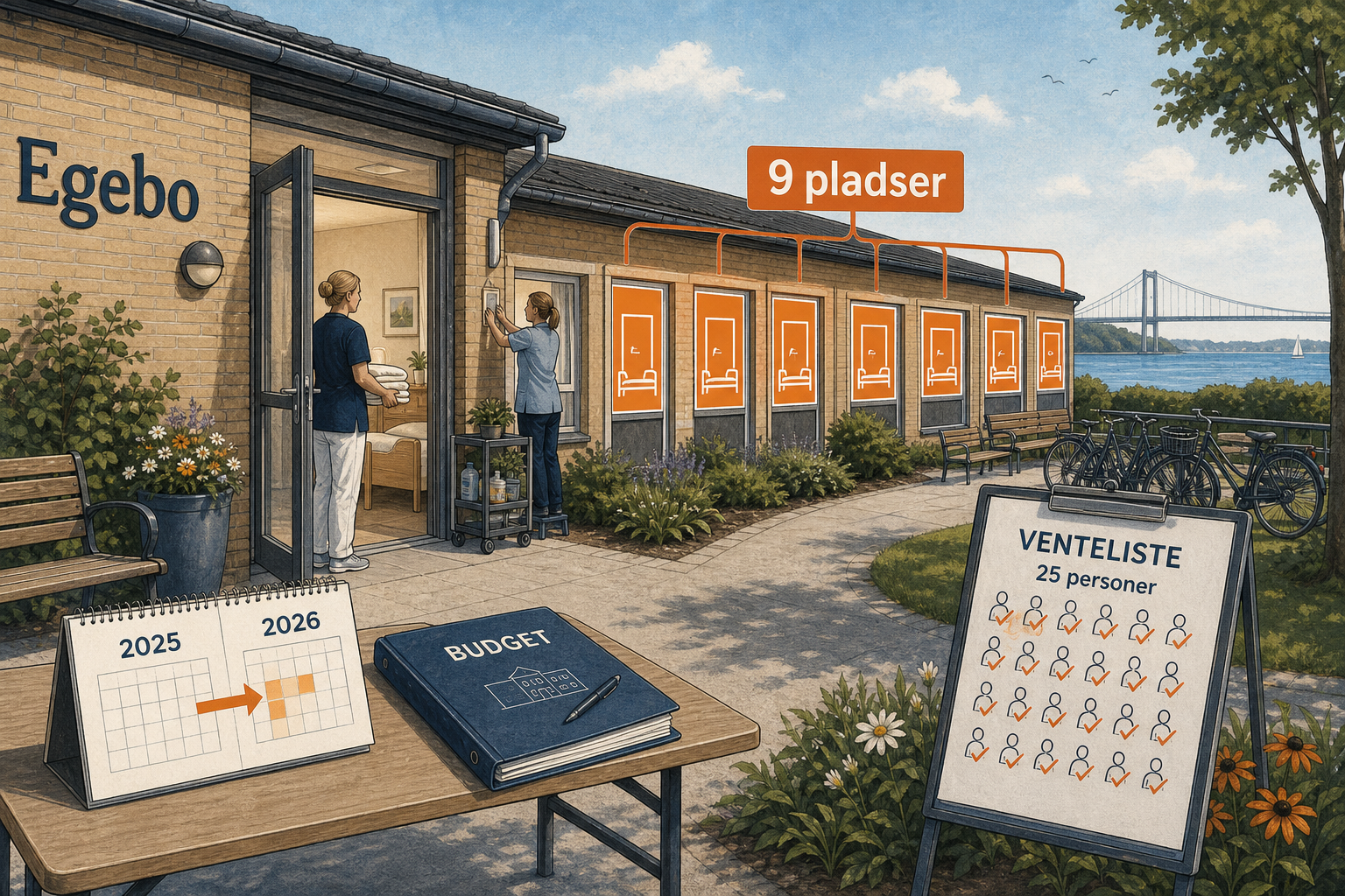 Illustration til: Ni nye pladser på Egebo skal lette ventelisten til plejeboliger