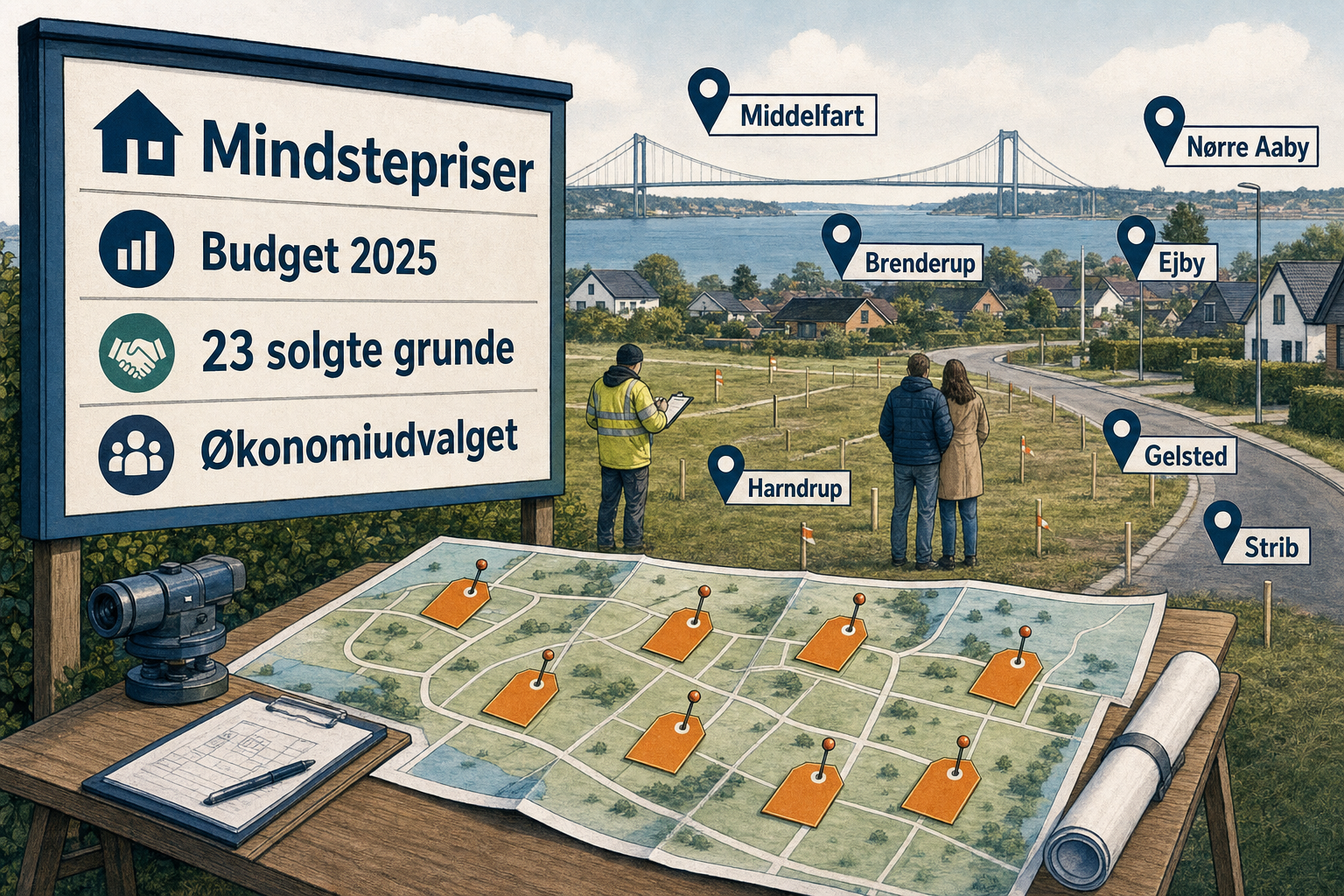 Illustration til: Nye mindstepriser på kommunale byggegrunde i otte byer