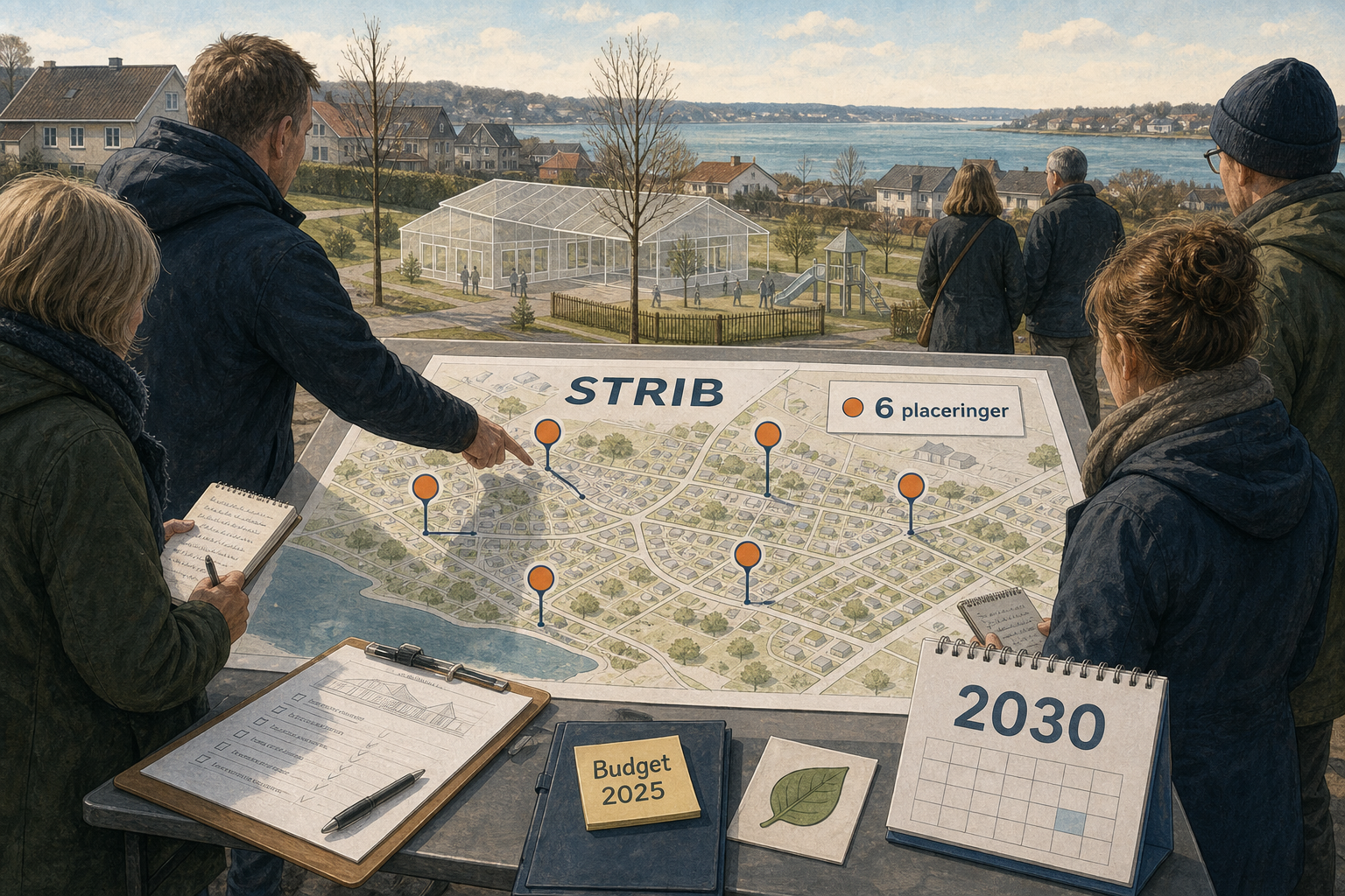 Illustration til: Seks placeringer i spil: Ny daginstitution i Strib kan være klar i 2030
