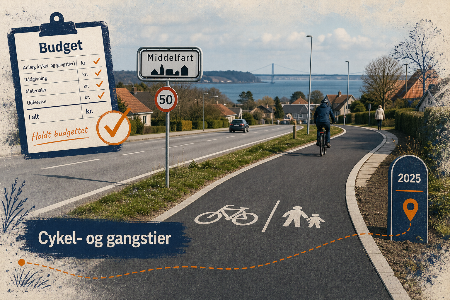 Illustration til: Stiprojekter gjort op: Cykel- og gangstier holder budgettet