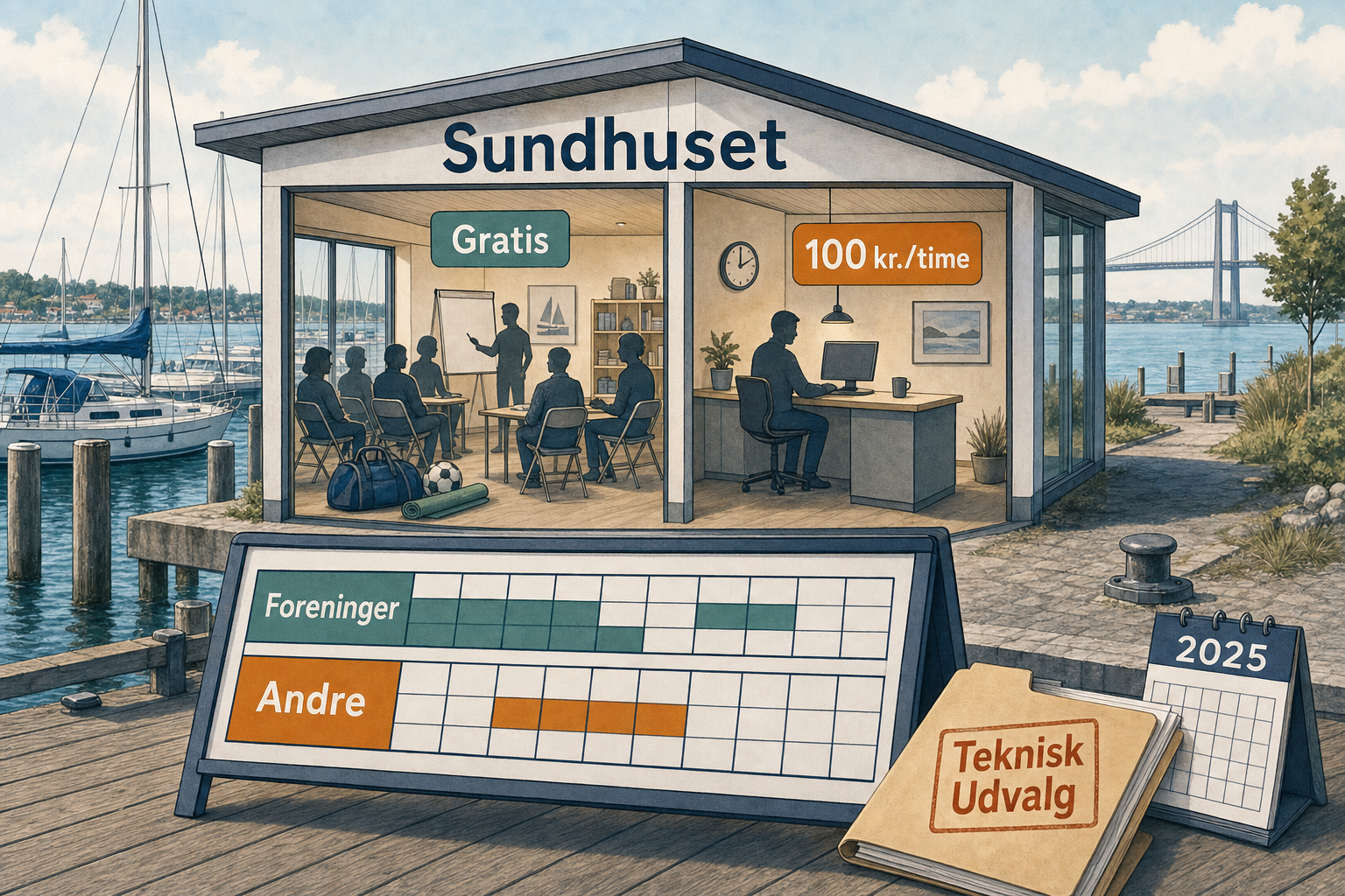 Illustration til: Sundhuset på marinaen: Gratis for foreninger – 100 kr. i timen for andre