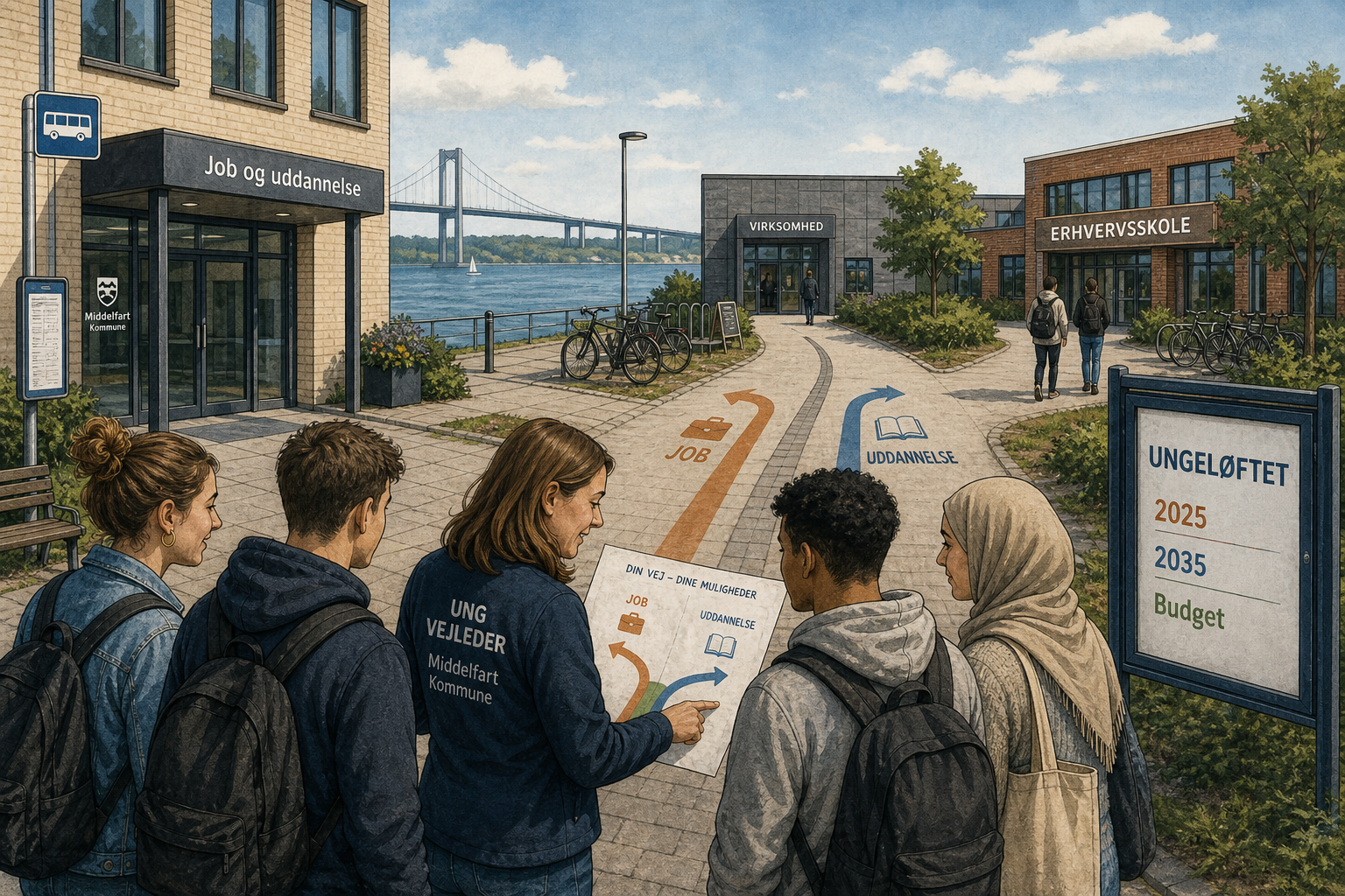 Illustration til: Ungeløftet rykker tættere på Middelfart: Flere unge skal ind i job og uddannelse
