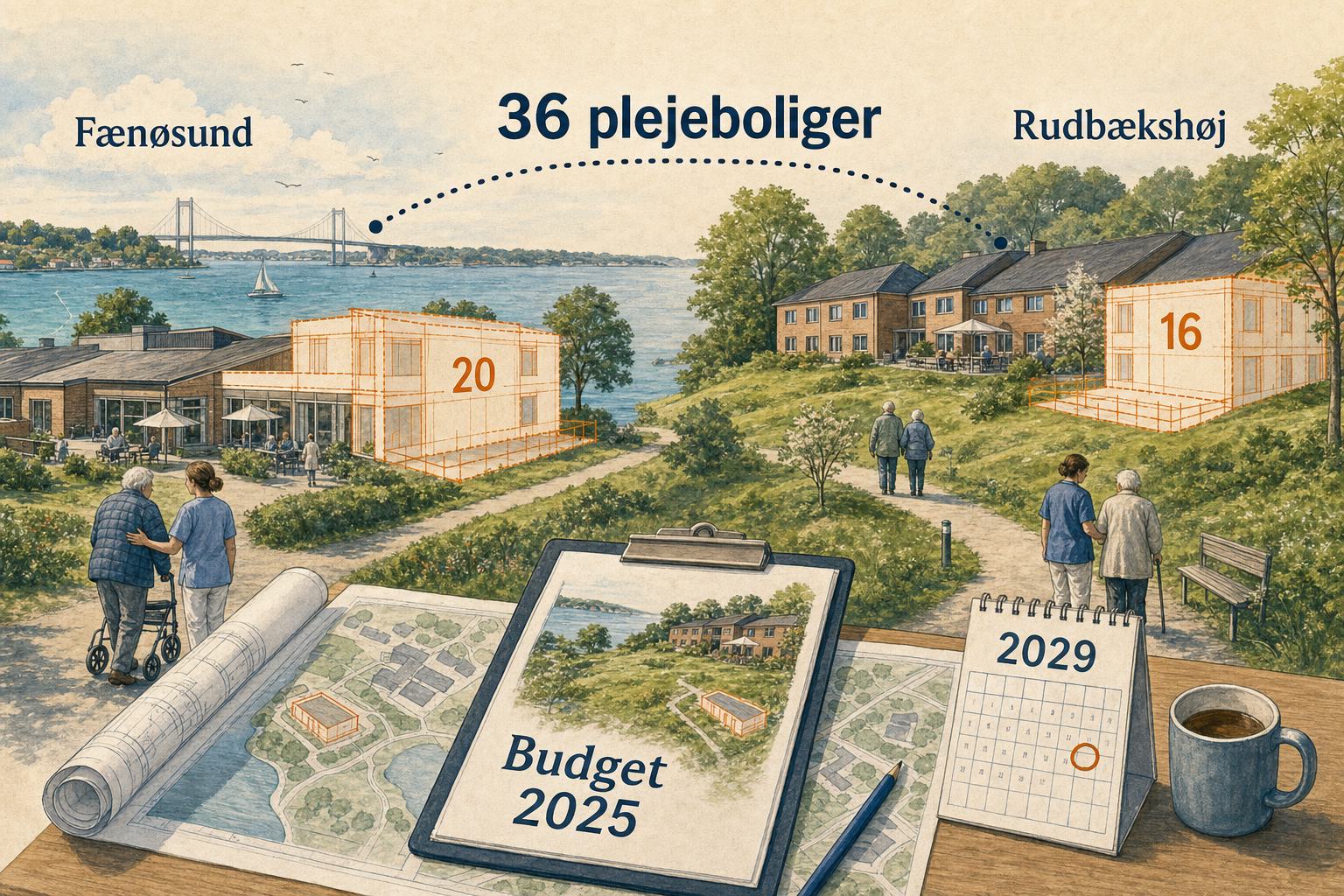 Illustration til: 36 nye plejehjemsboliger planlægges ved Fænøsund og Rudbækshøj