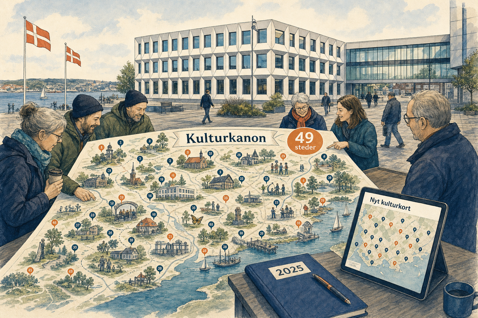 Illustration til: 49 steder og fortællinger udgør Middelfarts nye Kulturkanon