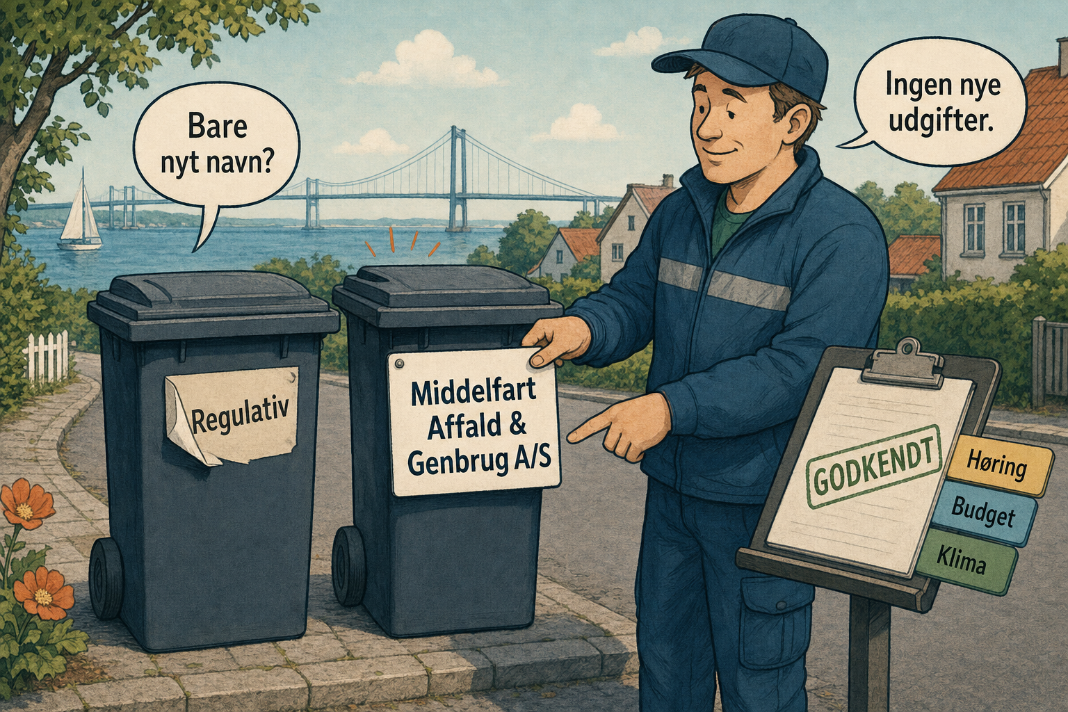 Illustration til: Affaldsreglerne får nyt navn: Drift flyttes til Middelfart Affald & Genbrug A/S
