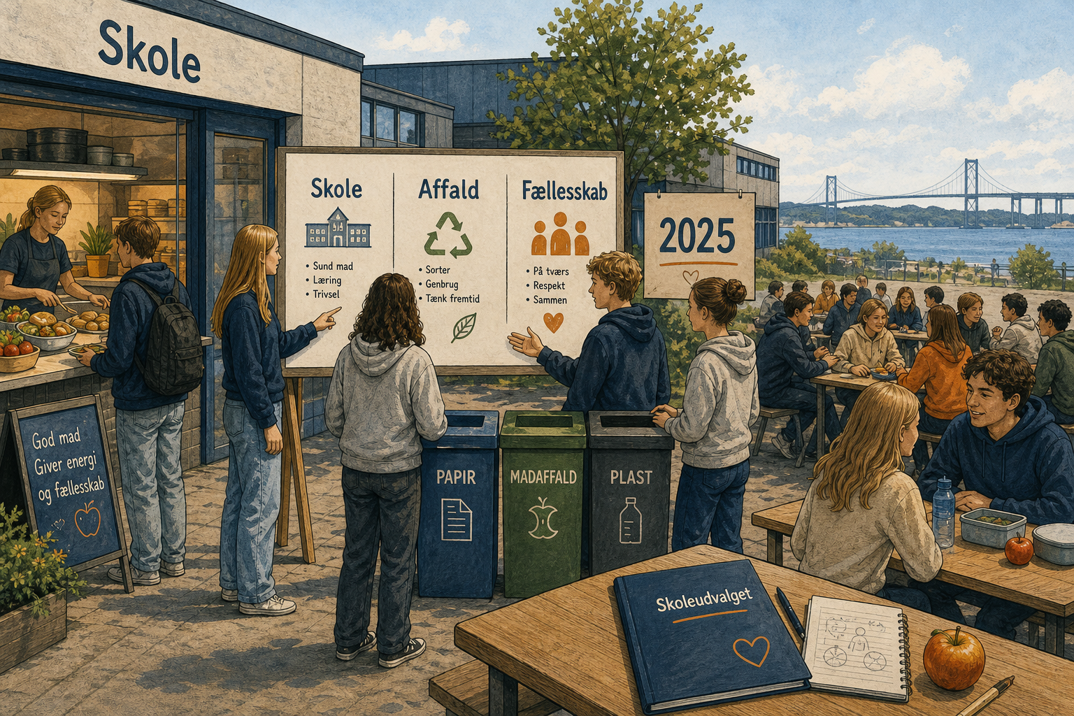 Illustration til: Elever vil have bedre skolebod, mere fællesskab og fokus på affaldssortering