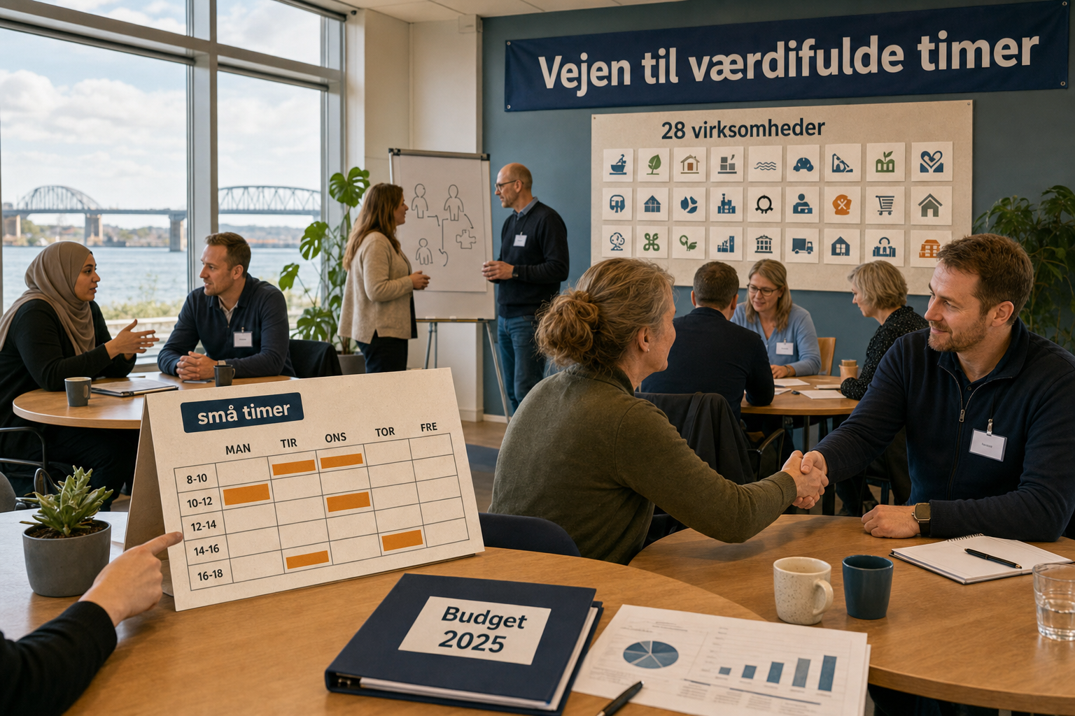 Illustration til: Fleksjob og små timer i fokus: 28 virksomheder mødtes til ny job-indsats